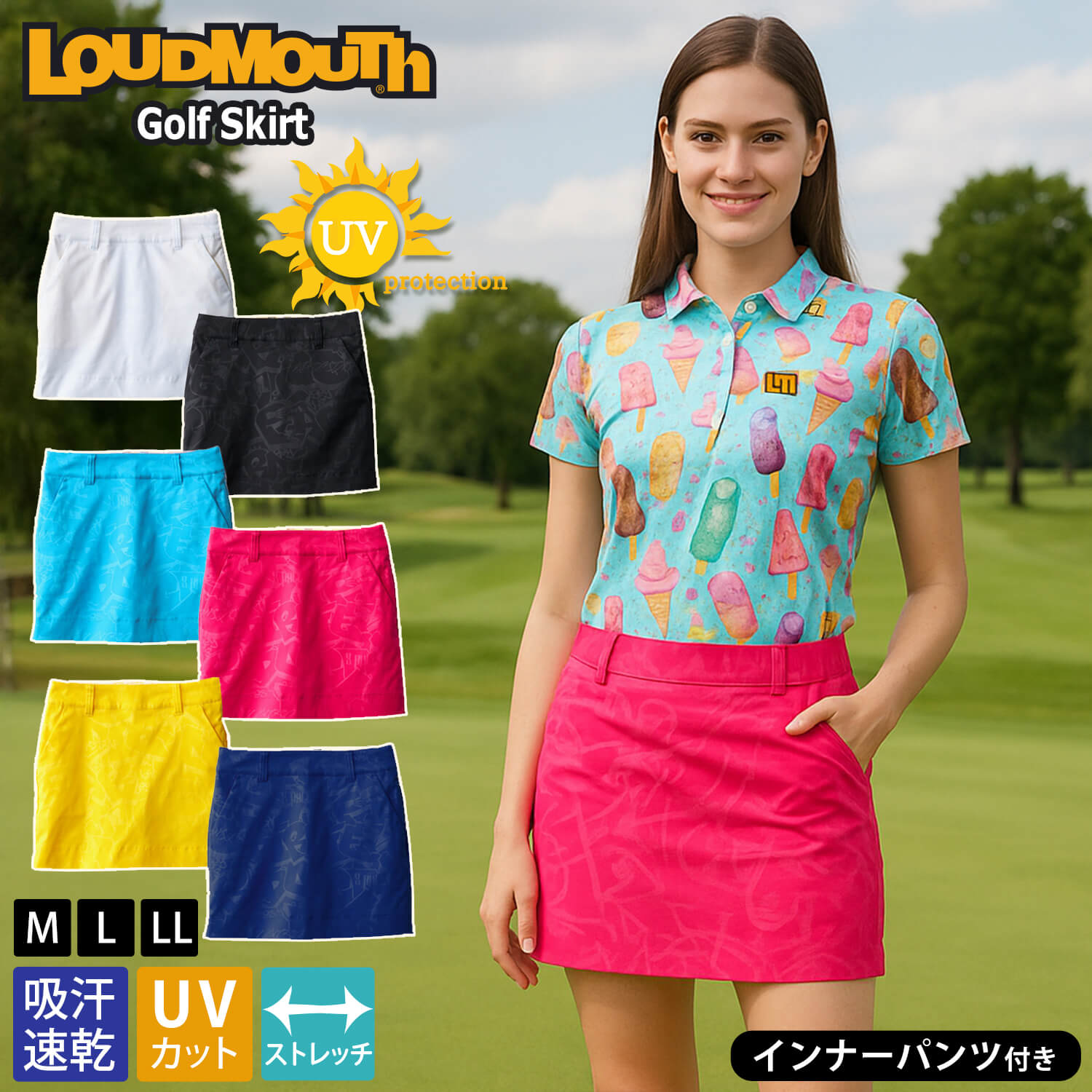 新品未使用★LOUDMOUTH ラウドガール スカートLサイズ LOUDMOUTH ラウドマウス ゴルフウェア スカート レディース エコ
