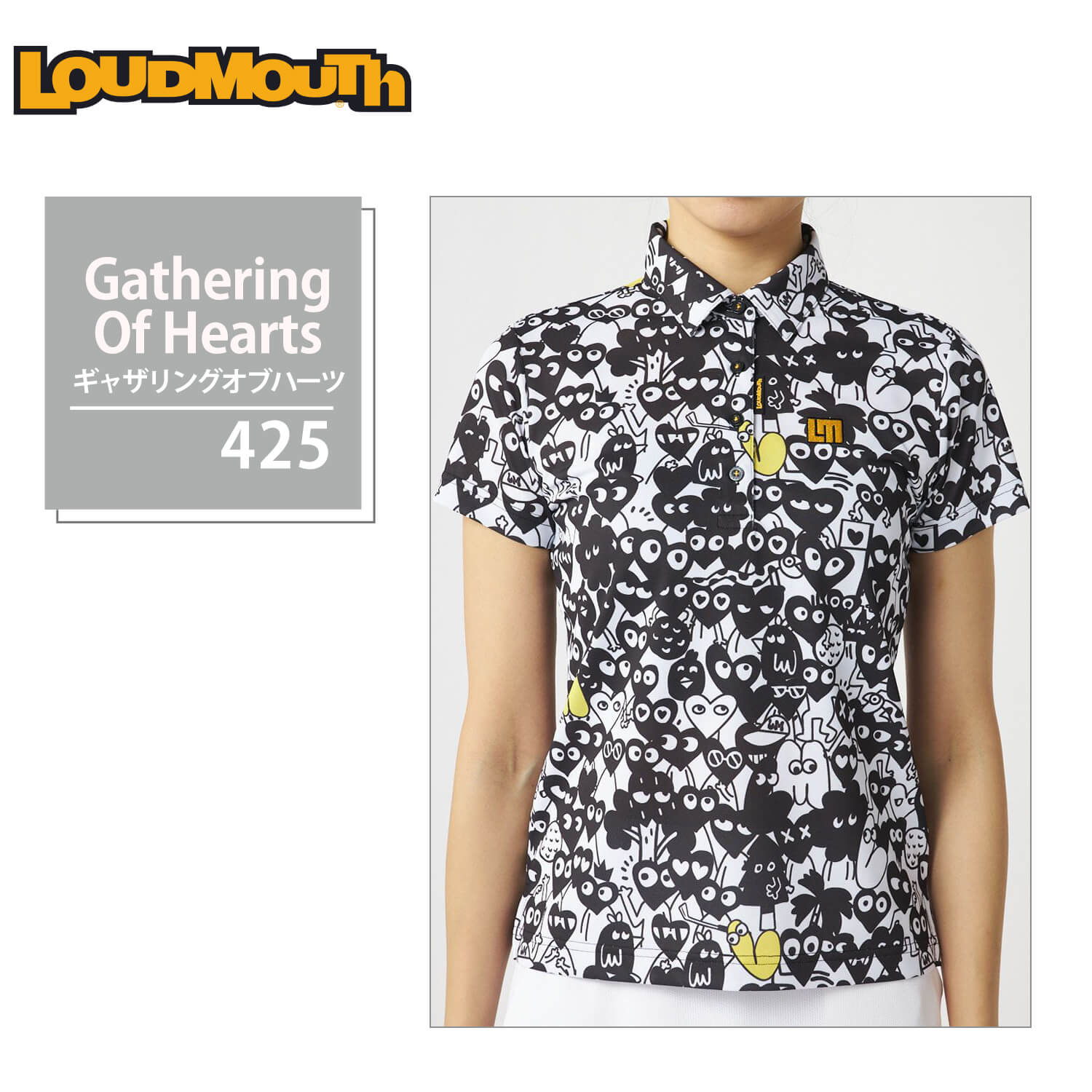 ラウドマウス LOUDMOUTH ゴルフウェア 半袖 ポロシャツ モナ LOUDMOUTH ラウドマウス ゴルフ プレミアムカノコ 総柄 半袖