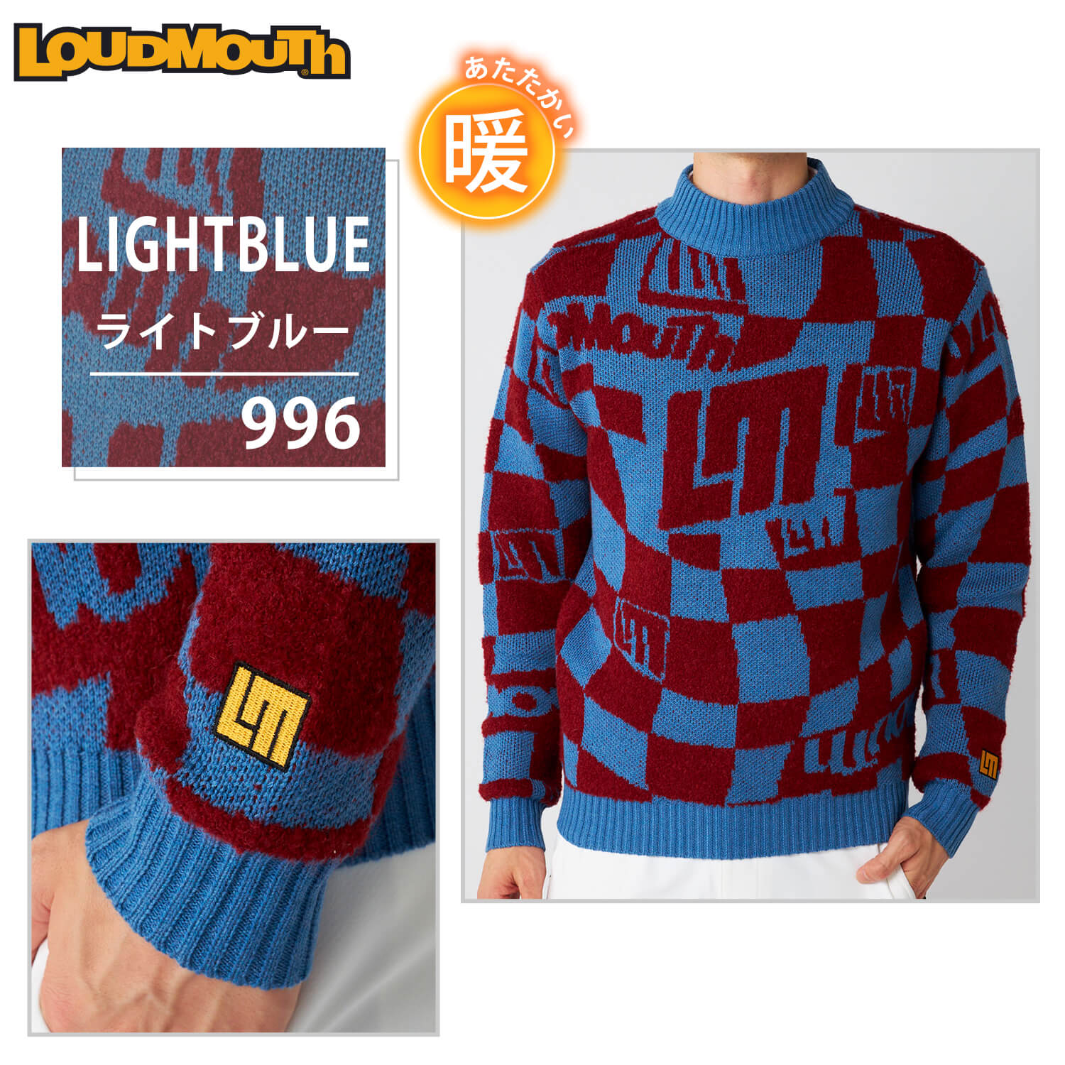 サイズ：LL LOUD MOUTH ラウドマウス  ハイネック 半袖ニットセーター  ブラック系 [240101442909] ゴルフウェア メンズ ストスト LOUDMOUTH ラウドマウス ゴルフウェア メンズ エンボス