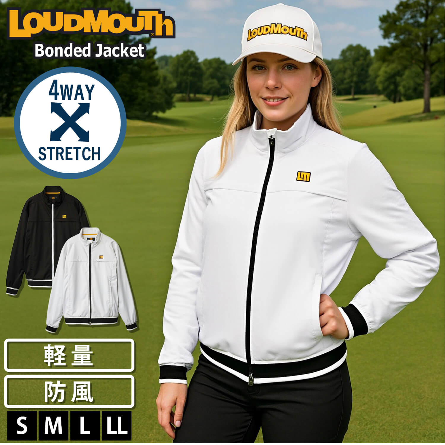 LOUDMOUTH - 特価 ラウドマウス ゴルフお召しもの 上衣 長袖 レディース 秋冬 運動競技ブランド名 4way直線コース 軽さ 防風 薄っぺら キルト ボンディング 無地 上衣 ジャケット-ゴルフ-レディースウエア