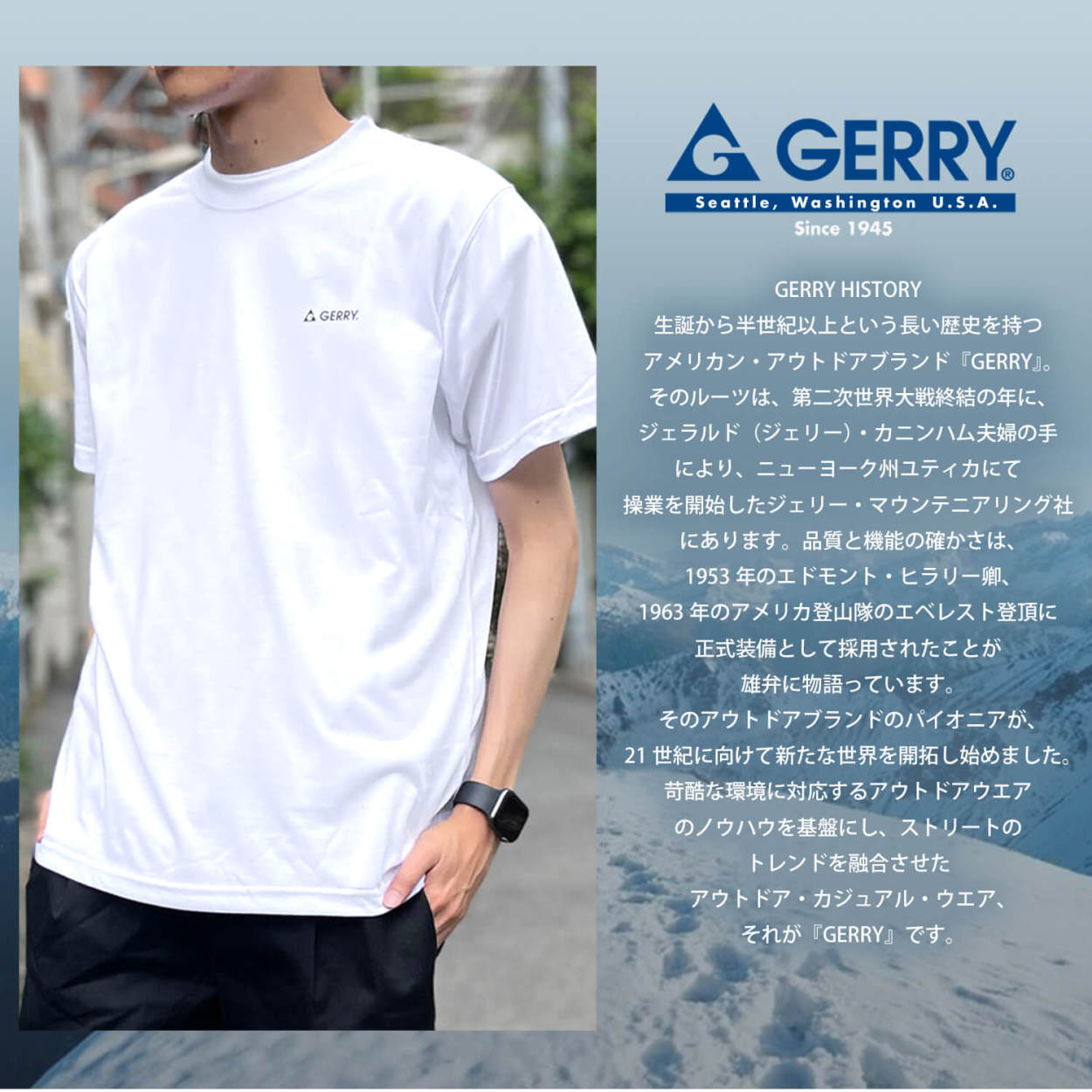 GERRY ジェリー Tシャツ メンズ 半袖 綿 無地 白 おしゃれ ブランド