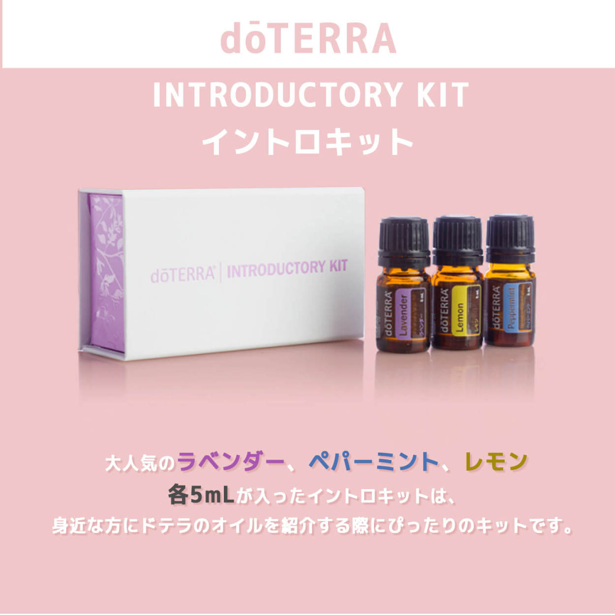 ドテラdoTERRA ドテラ イントロキット 5 ml×3本 アロマオイル エッセンシャルオイル ラベンダー レモン ペパーミント 精油 outfit