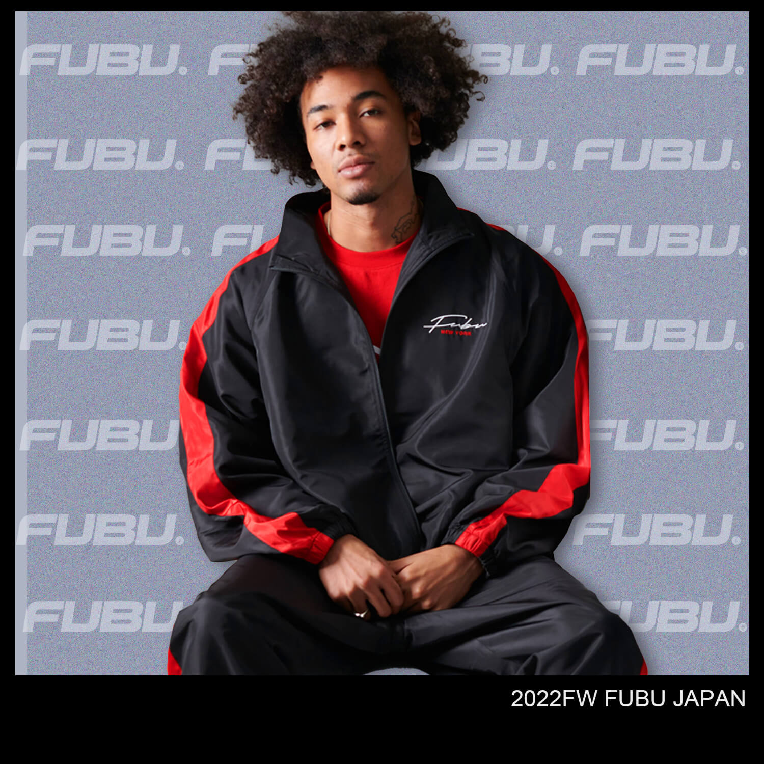 FUBUジャケット Mens Vintage Fubu Jacket Coat Y2K Red/Black Windbreaker Size