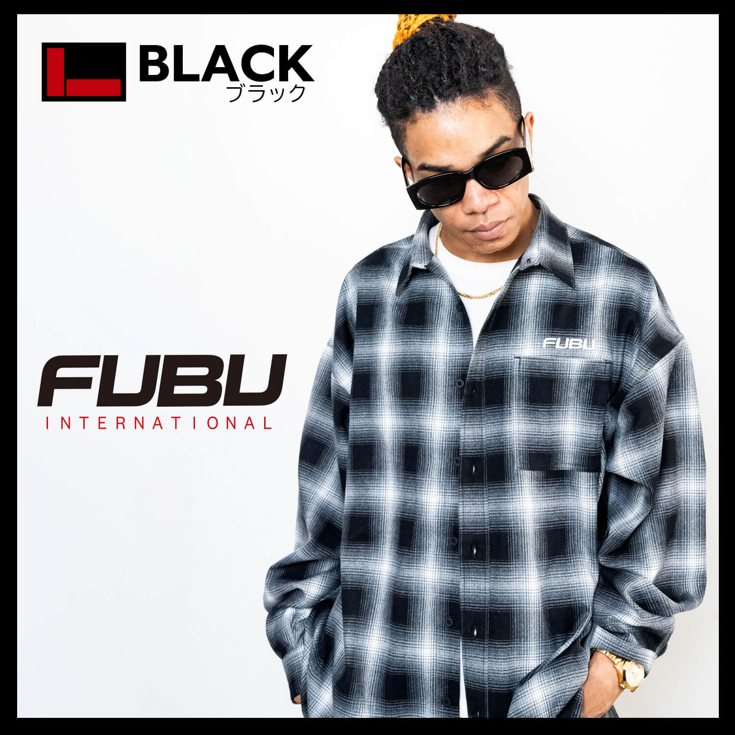 FUBU フブ チェックシャツ メンズ レディース 長袖 ワイシャツ トップス ブランド 秋 冬 ワ...