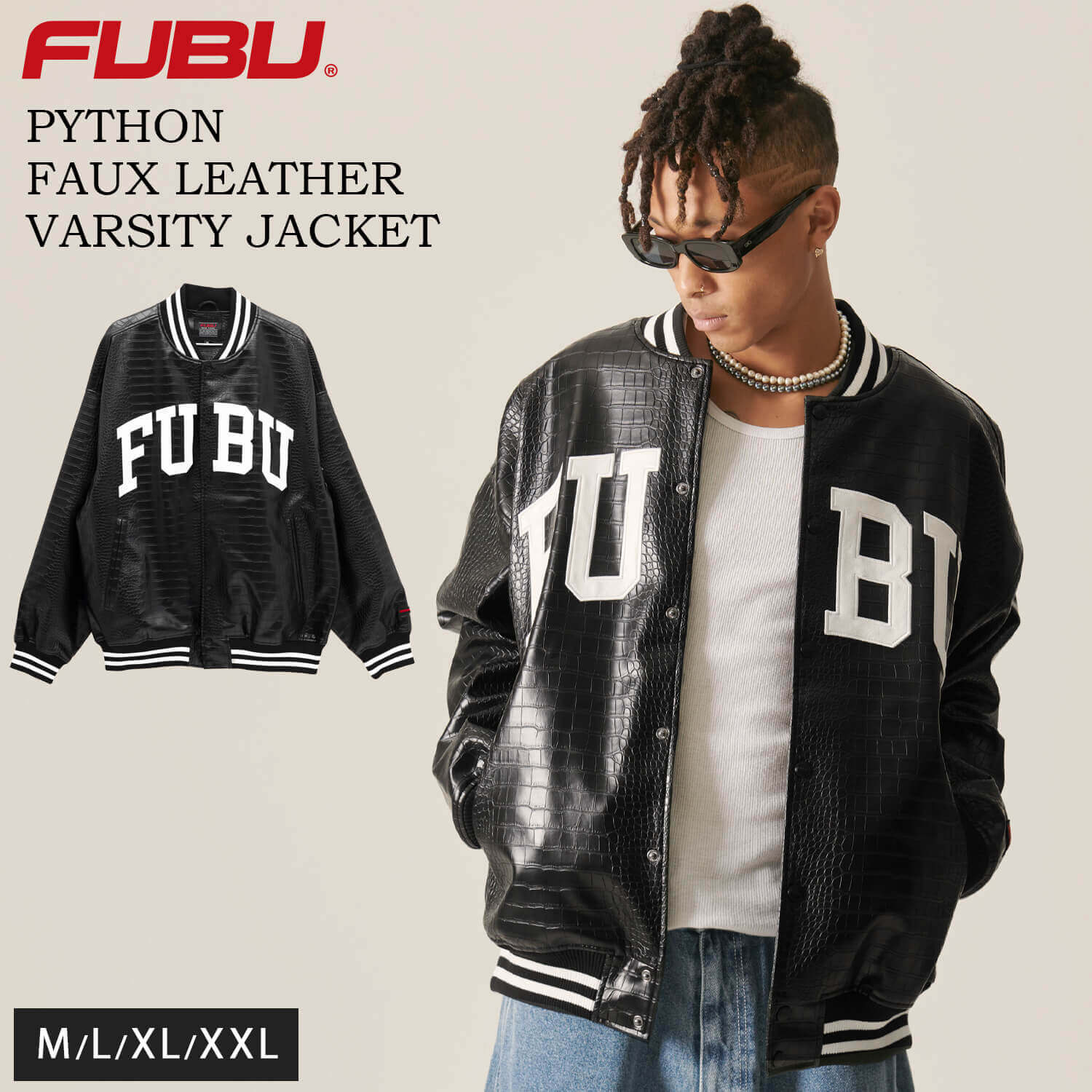 FUBU（フブ） 特価 レザージャケット メンズ パイソン柄 フェイク