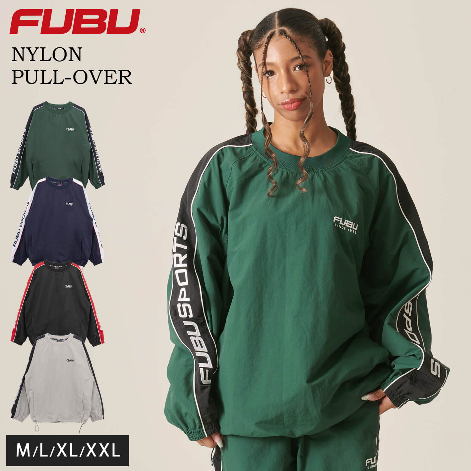 【期間限定セール】 FUBU フブ シャツ メンズ ナイロン プルオーバー 秋 冬 ナイロンジャージ ドローコード ルーズシルエット トップス ブランド ロゴ 大きいサイズ XL XXL アメカジ レディース ストリート系 2024fw outfit FUBU（フブ） シャツ メンズ ナイロン プルオーバー 秋 冬 ナイロン