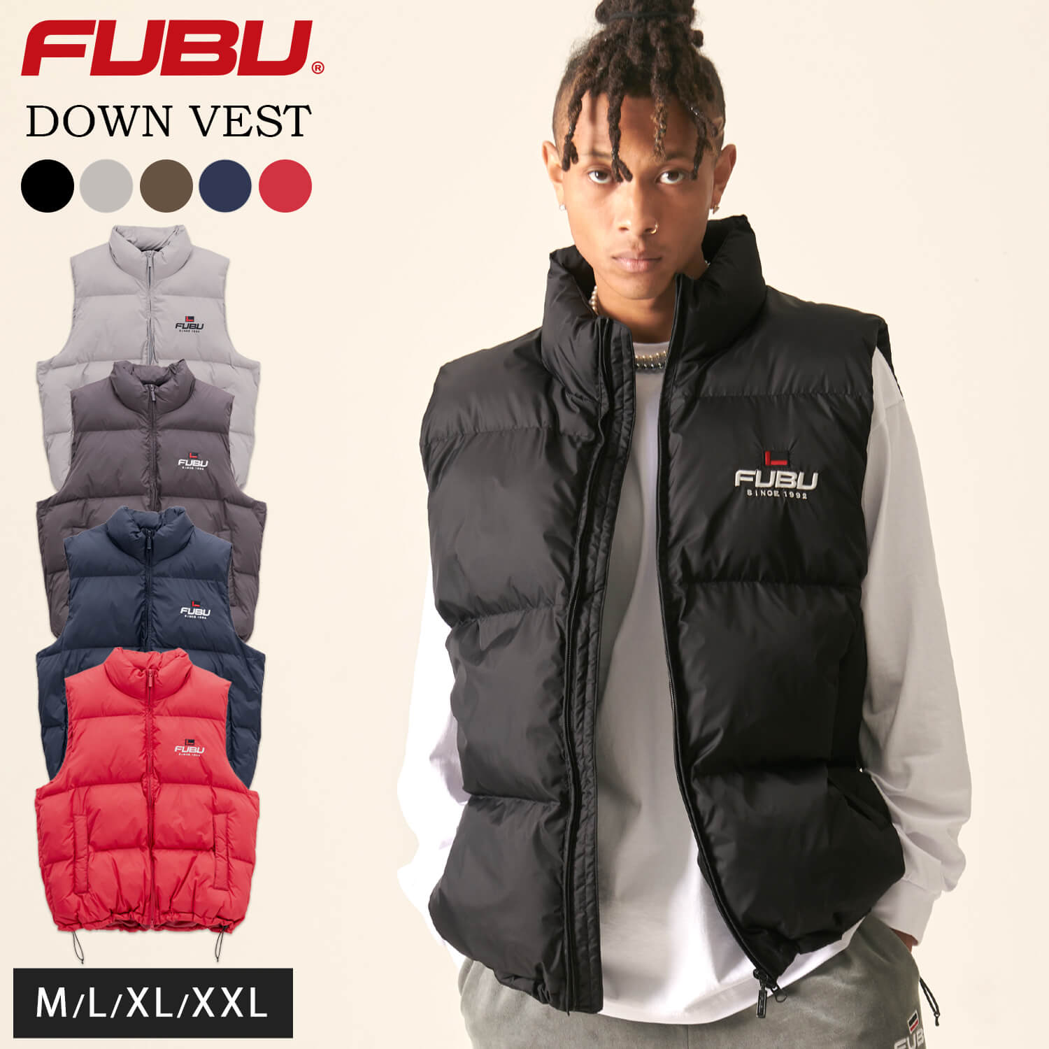 SALE❗️FUBU フブ　中綿　ダウンベスト FUBU フブ ダウンベスト メンズ 中綿ベスト ナイロン 防寒 保温