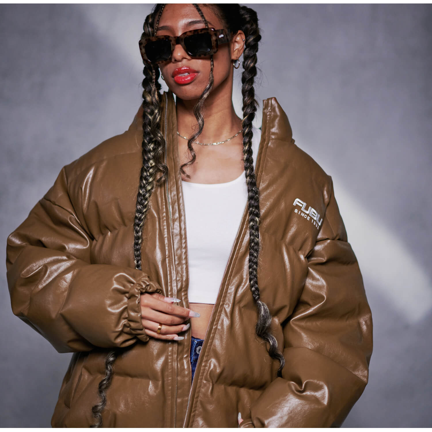 FUBU（フブ） 特価/FUBU 中綿ジャケット メンズ フェイクレザー