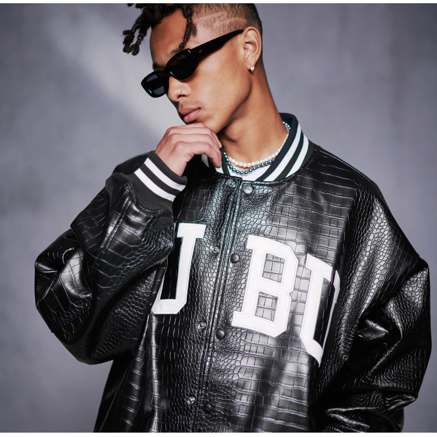 FUBU（フブ） レザージャケット メンズ パイソン柄 フェイクレザー