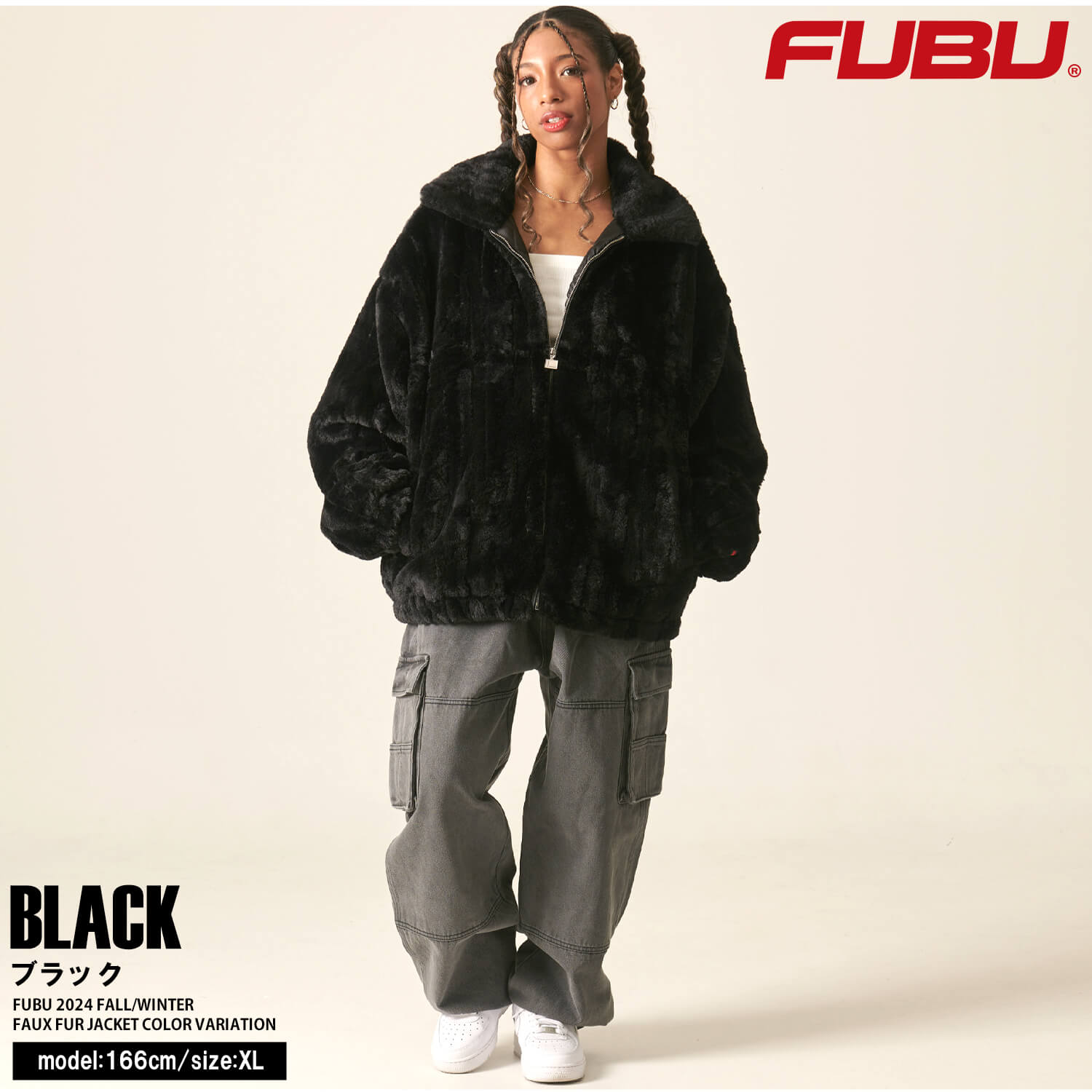 elevenファージャケット黒 FUBU フブ ジャケット メンズ 長袖 フェイクファージャケット