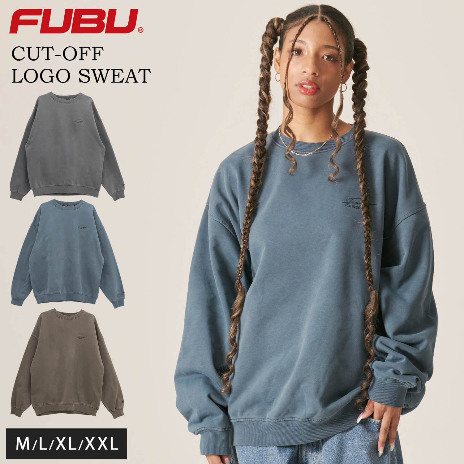 FUBU（フブ） スウェット メンズ 長袖 秋 冬 トレーナー 綿100% 裏毛