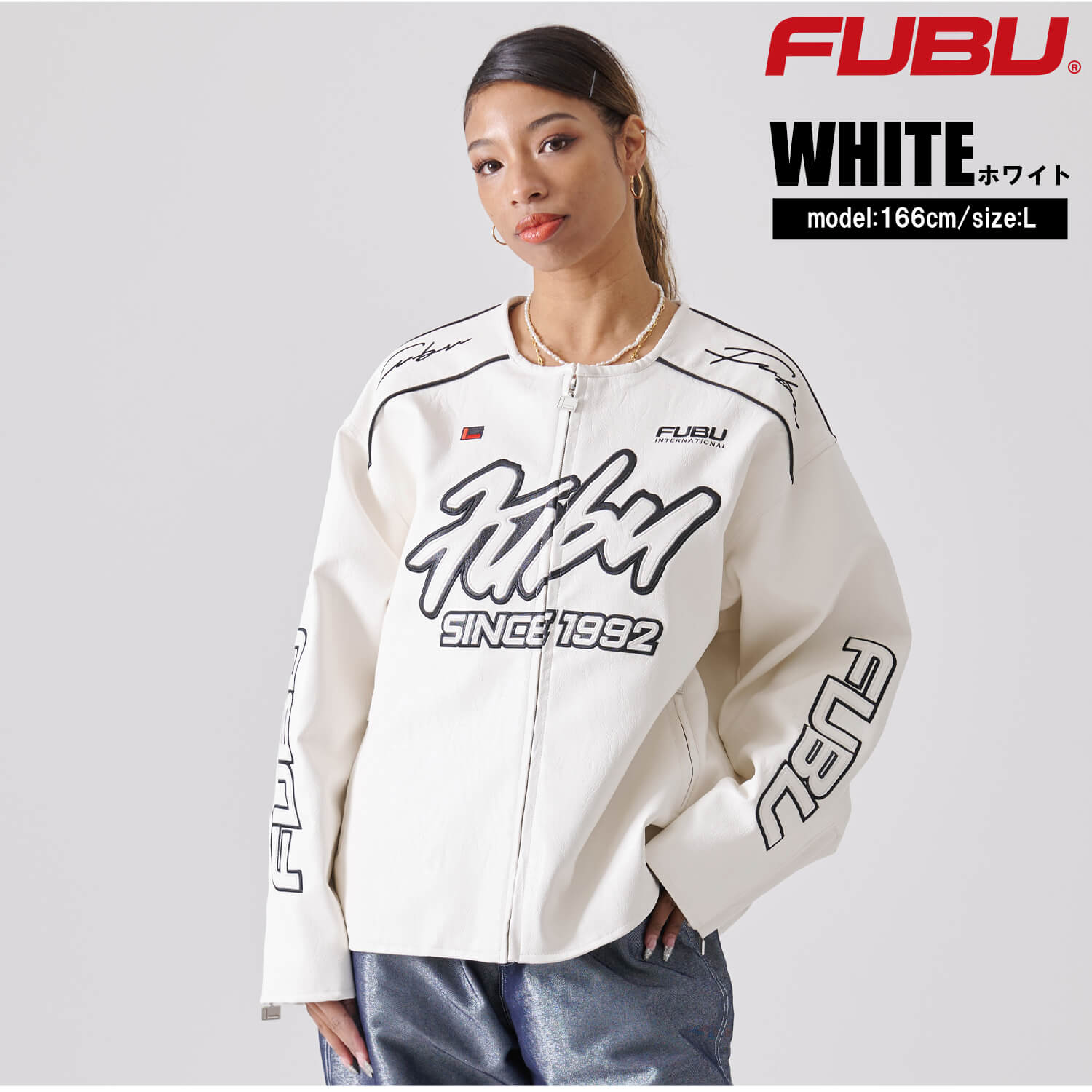 ビッグシルエット　FUBU ボンバージャケット　MA-1 FUBU フブ ジャケット メンズ 長袖 レザージャケット MA-1