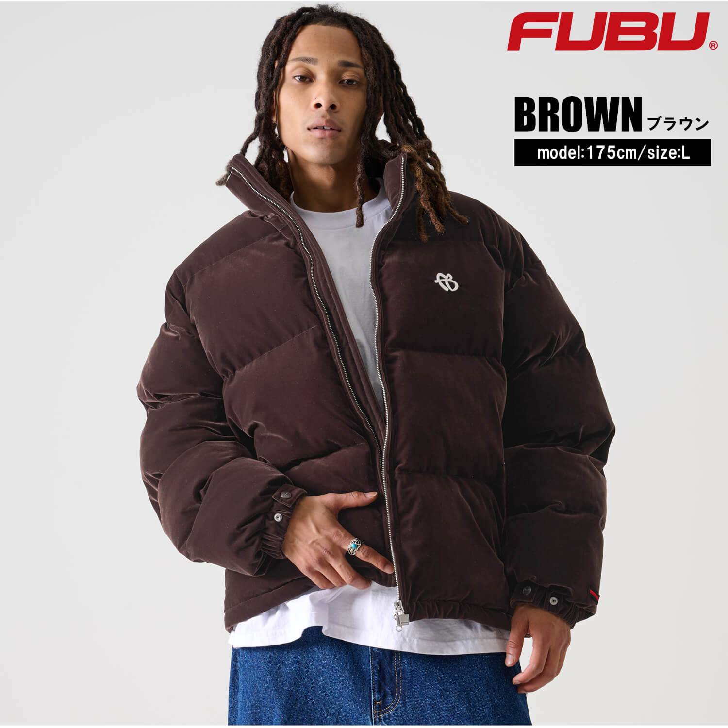 FUBU（フブ） 特価 中綿ジャケット メンズ ベロア ジャンパー アウター