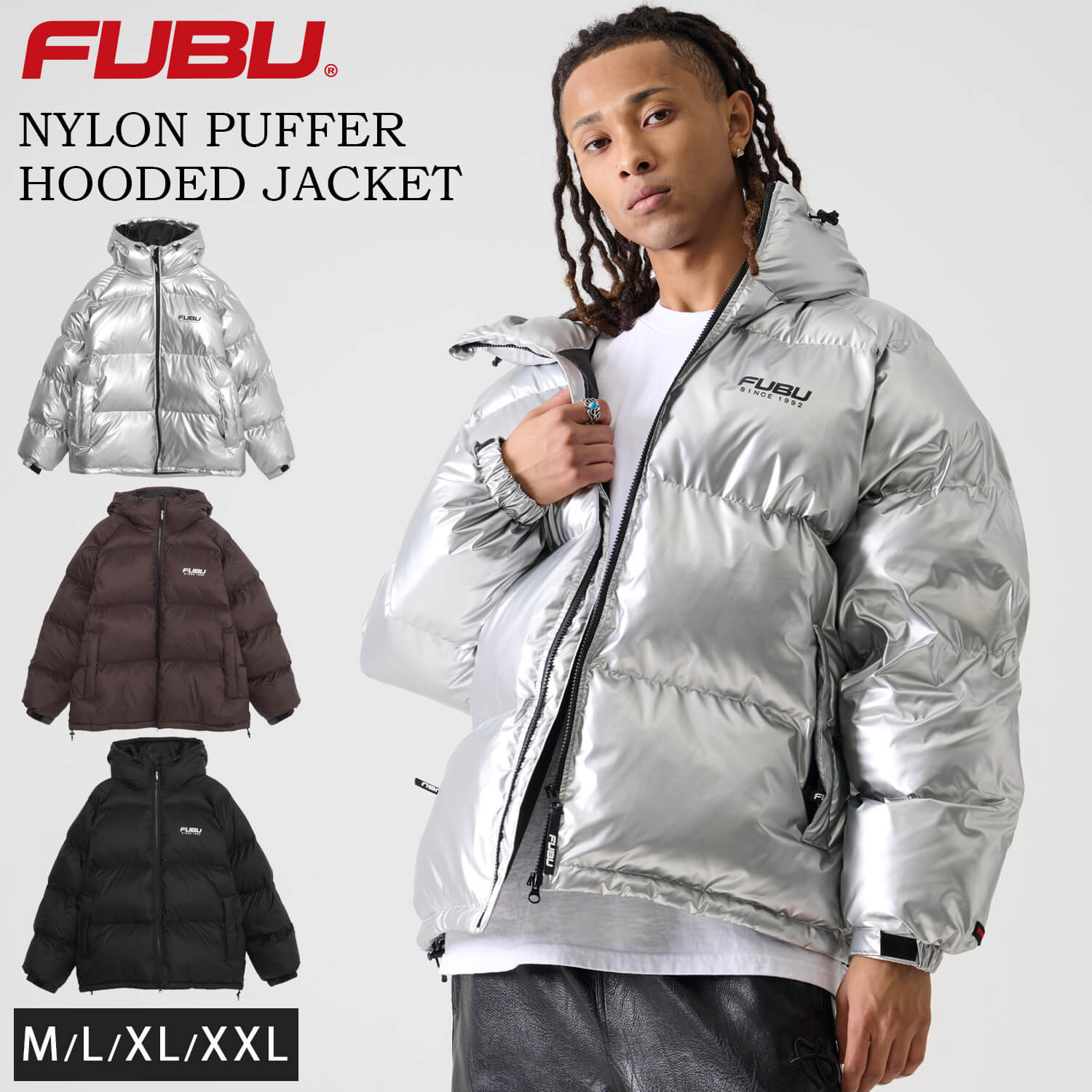 FUBU（フブ） 特価/FUBU 中綿ジャケット メンズ フード付き ナイロン