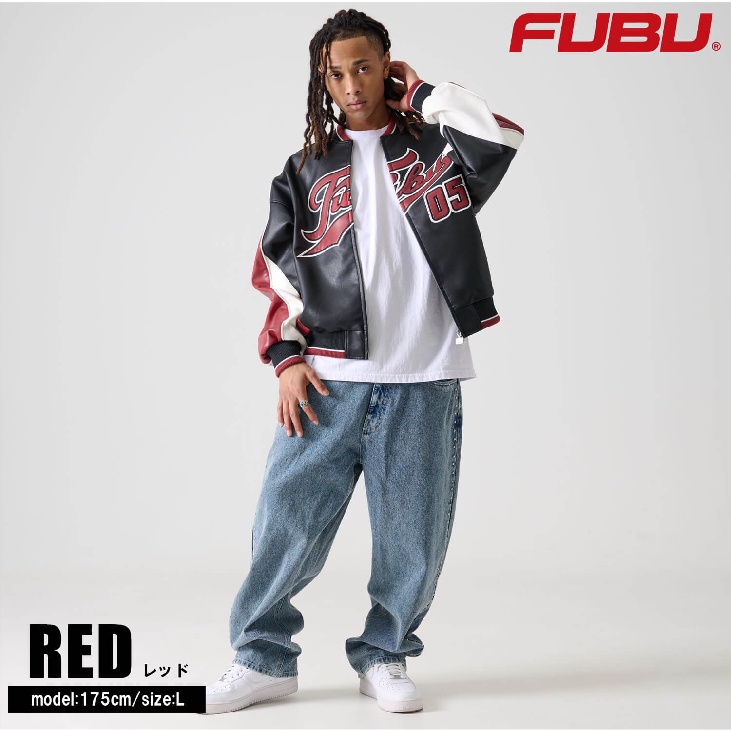 FUBU（フブ） ジャケット メンズ 長袖 レザージャケット MA-1 フェイク