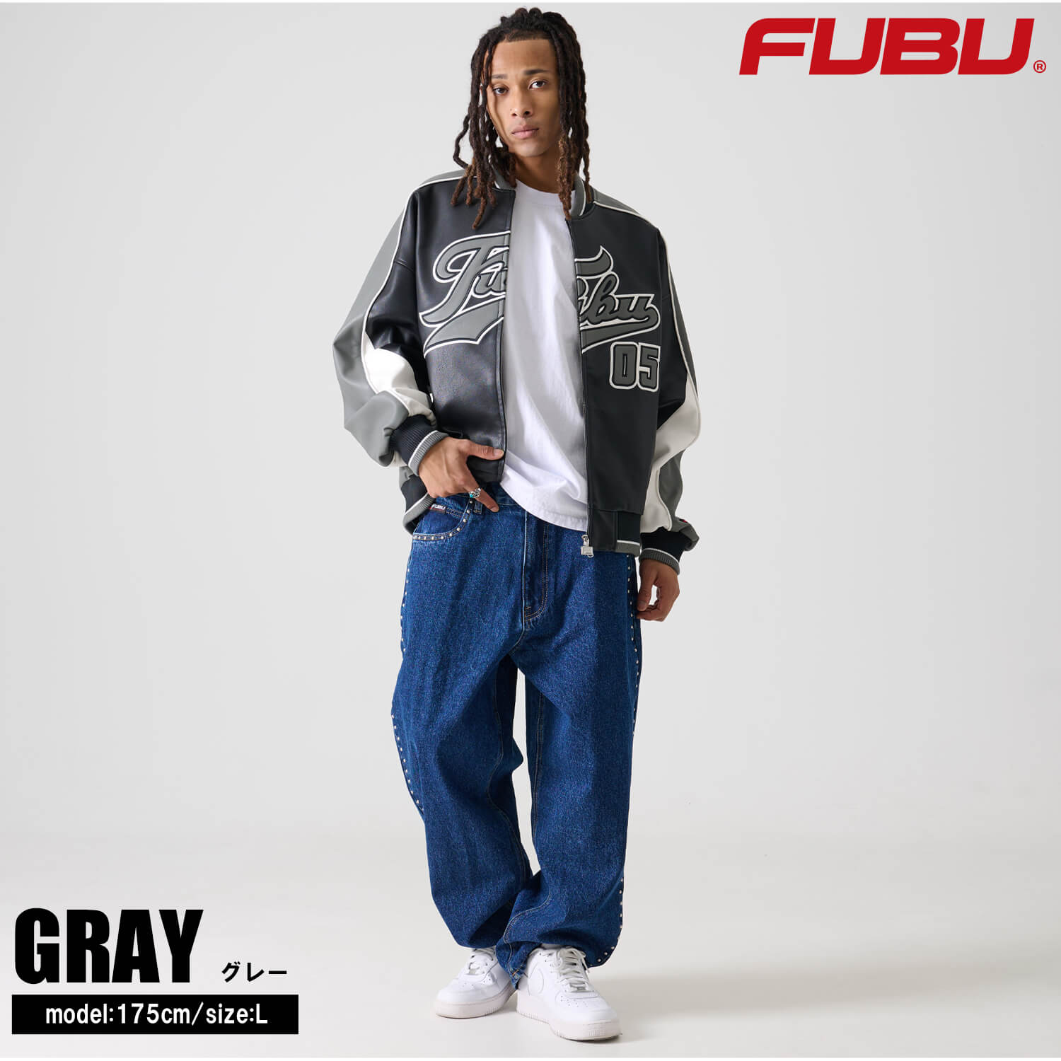 FUBU（フブ） ジャケット メンズ 長袖 レザージャケット MA-1 フェイク