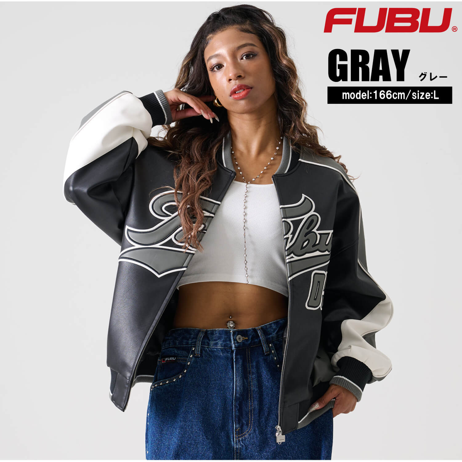 FUBU（フブ） ジャケット メンズ 長袖 レザージャケット MA-1 フェイク