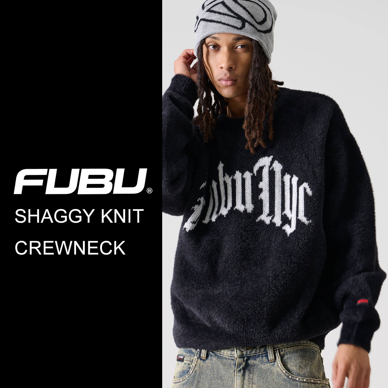 FUBU（フブ） セーター メンズ 長袖 シャギーニット 春 秋 冬 クルー
