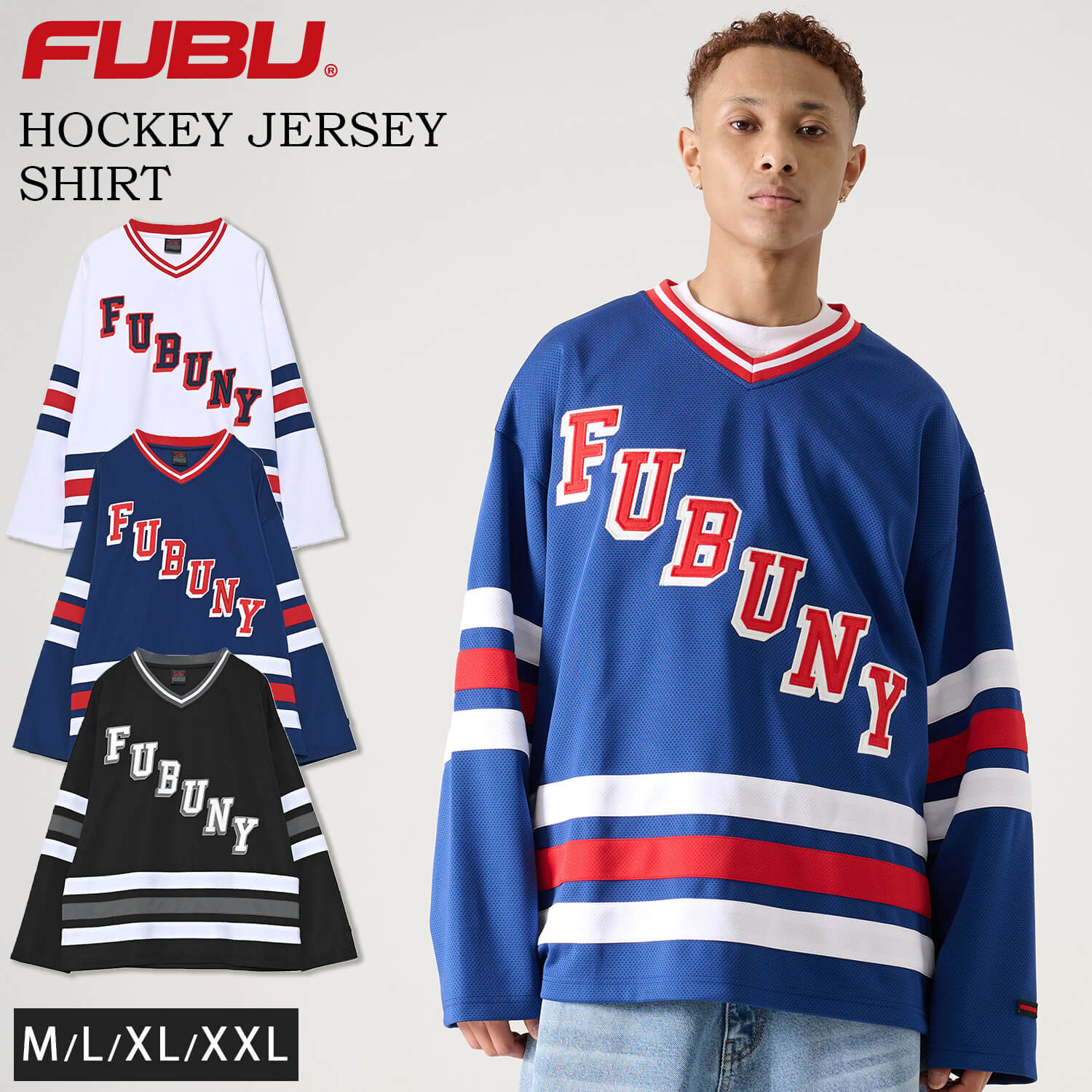 FUBU（フブ） P5倍 ゲームシャツ メンズ 長袖 ナンバー ホッケーシャツ