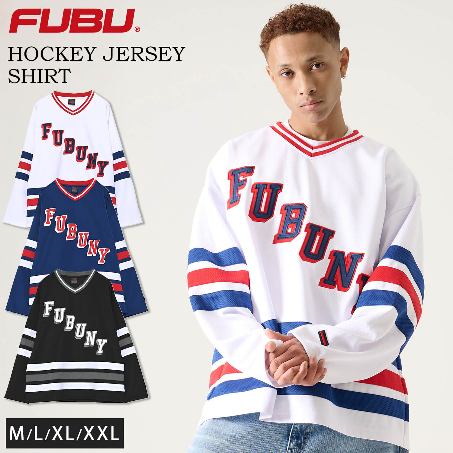 FUBU（フブ） P5倍 ゲームシャツ メンズ 長袖 ナンバー ホッケーシャツ