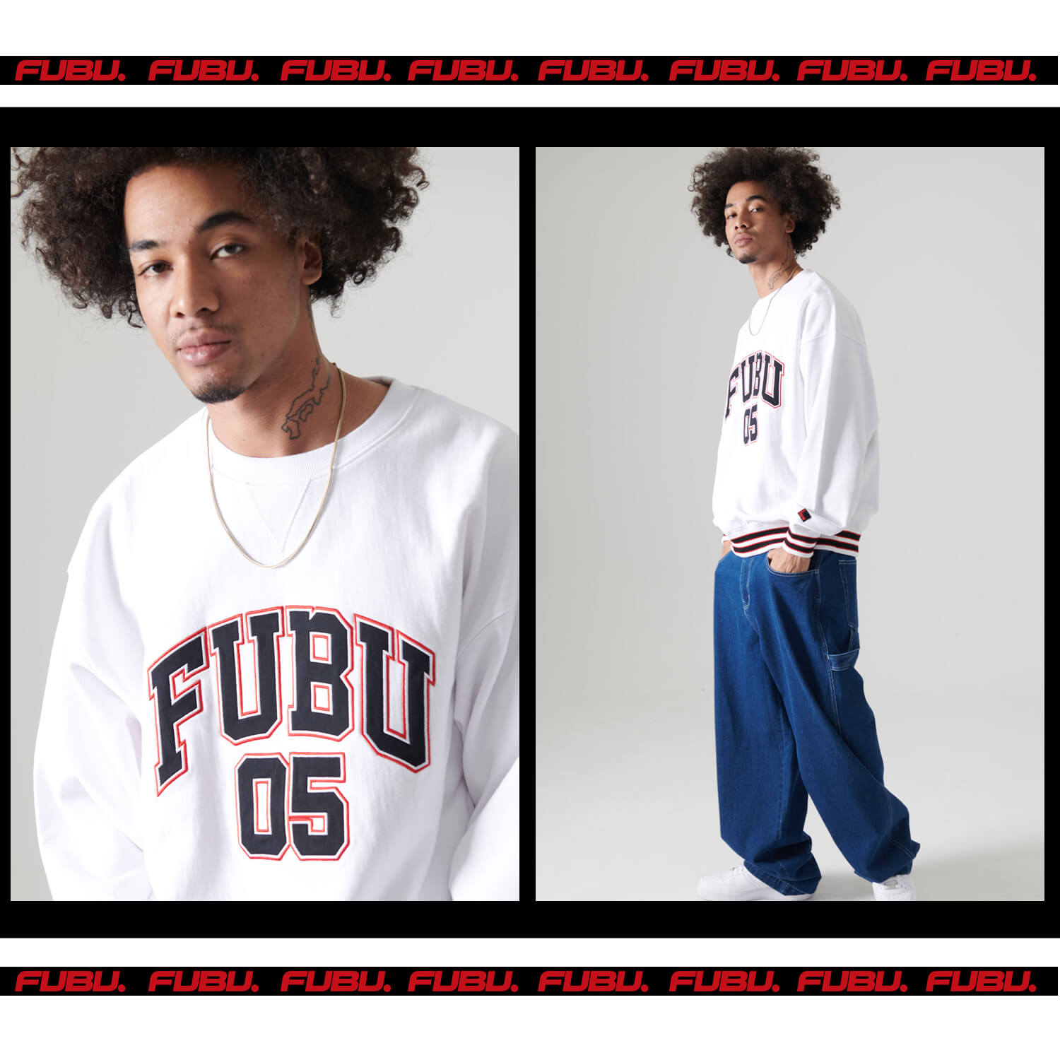 FUBU フブ スウェット メンズ ブランド 冬 秋 裏毛 トレーナー 無地 綿