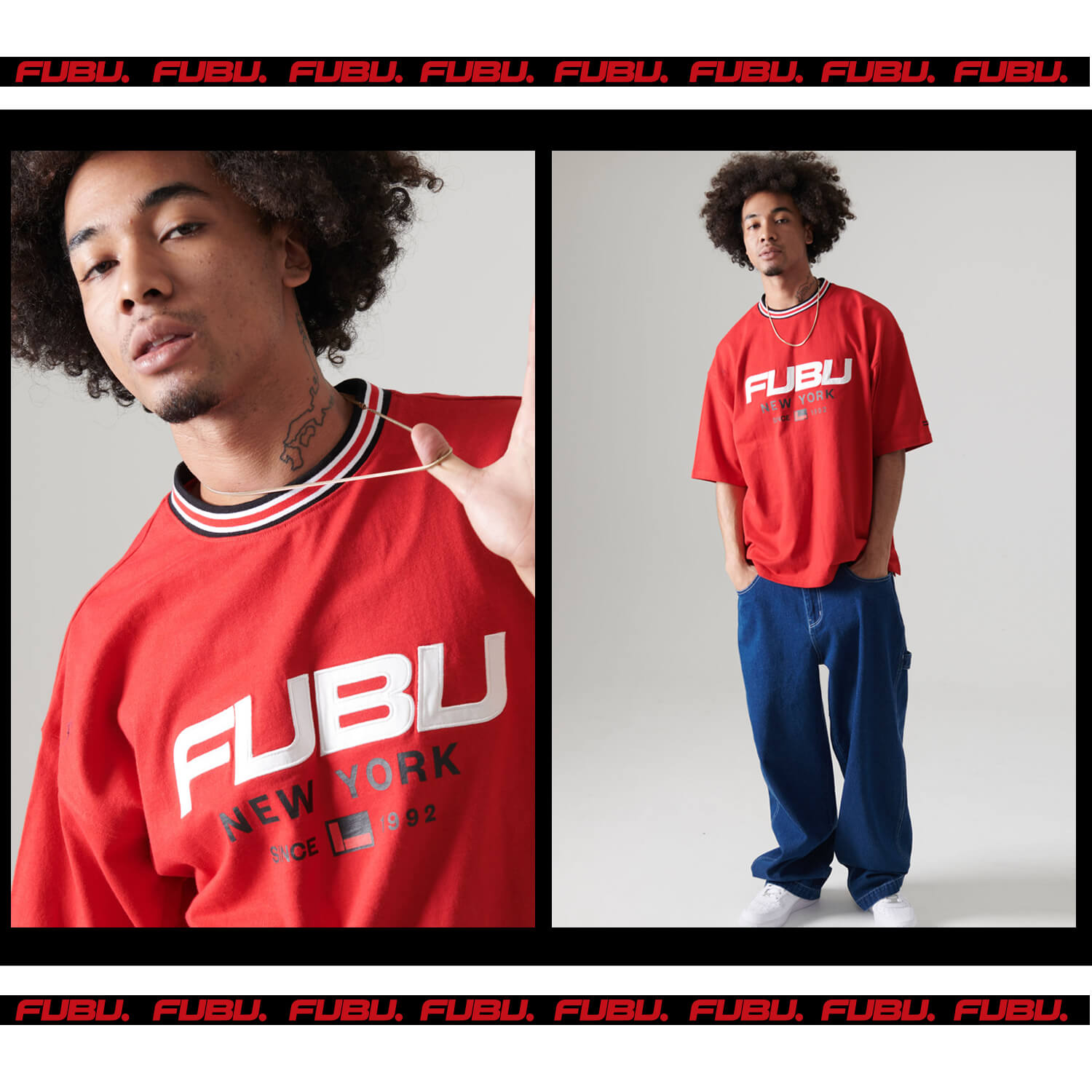 FUBU フブ Tシャツ トップス 半袖 メンズ ブランド ロゴ クルーネック