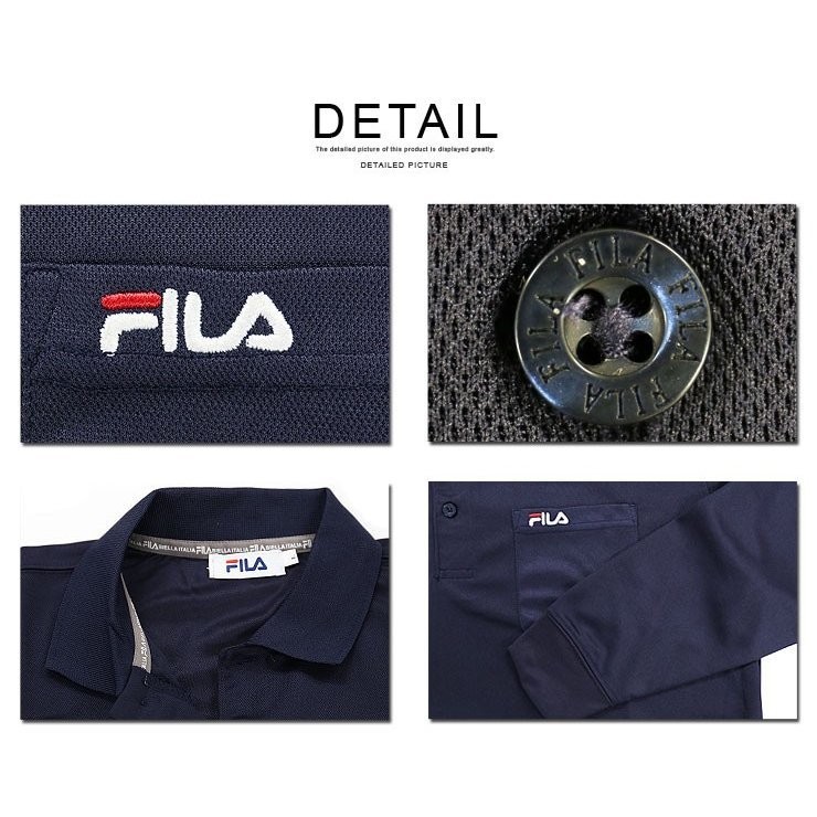 FILA フィラ ポロシャツ メンズ 長袖 ゴルフウェア メンズ 冬 Tシャツ おしゃれ 大きいサイズあり カジュアル シンプル スポーツ ブランド ポロシャツ 白 ホワイト 黒 ブラック ネイビー グレー