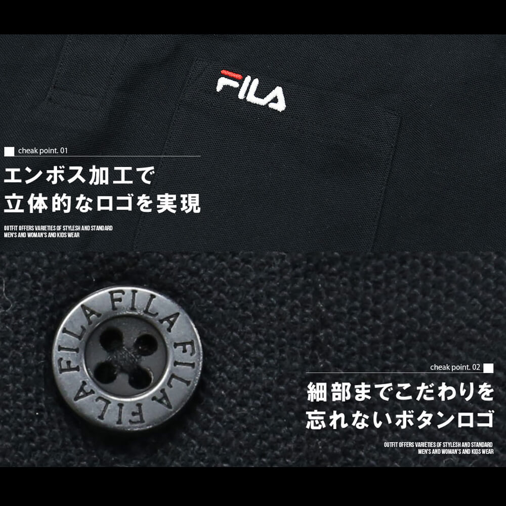 送料無料 FILA フィラ ポロシャツ メンズ 長袖 鹿の子 スポーツブランド ゴルフ ウェア 人気 おしゃれ 無地 刺繍 ロゴ カットソー トップス カジュアル 白 黒 ホワイト ブラック グレー ネイビー 父の日 プレゼント ギフト