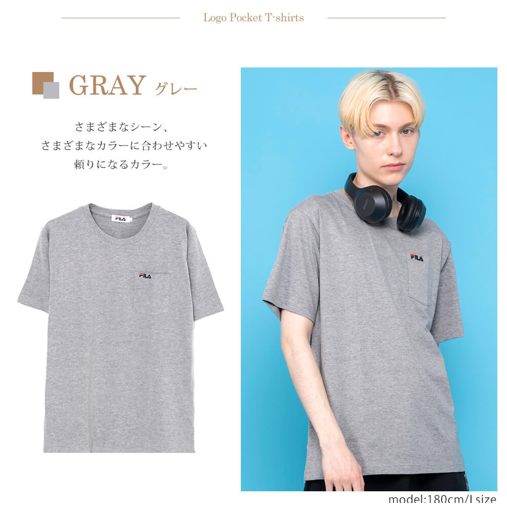 FILA フィラ Tシャツ メンズ 半袖 無地 綿 コットン ポケット