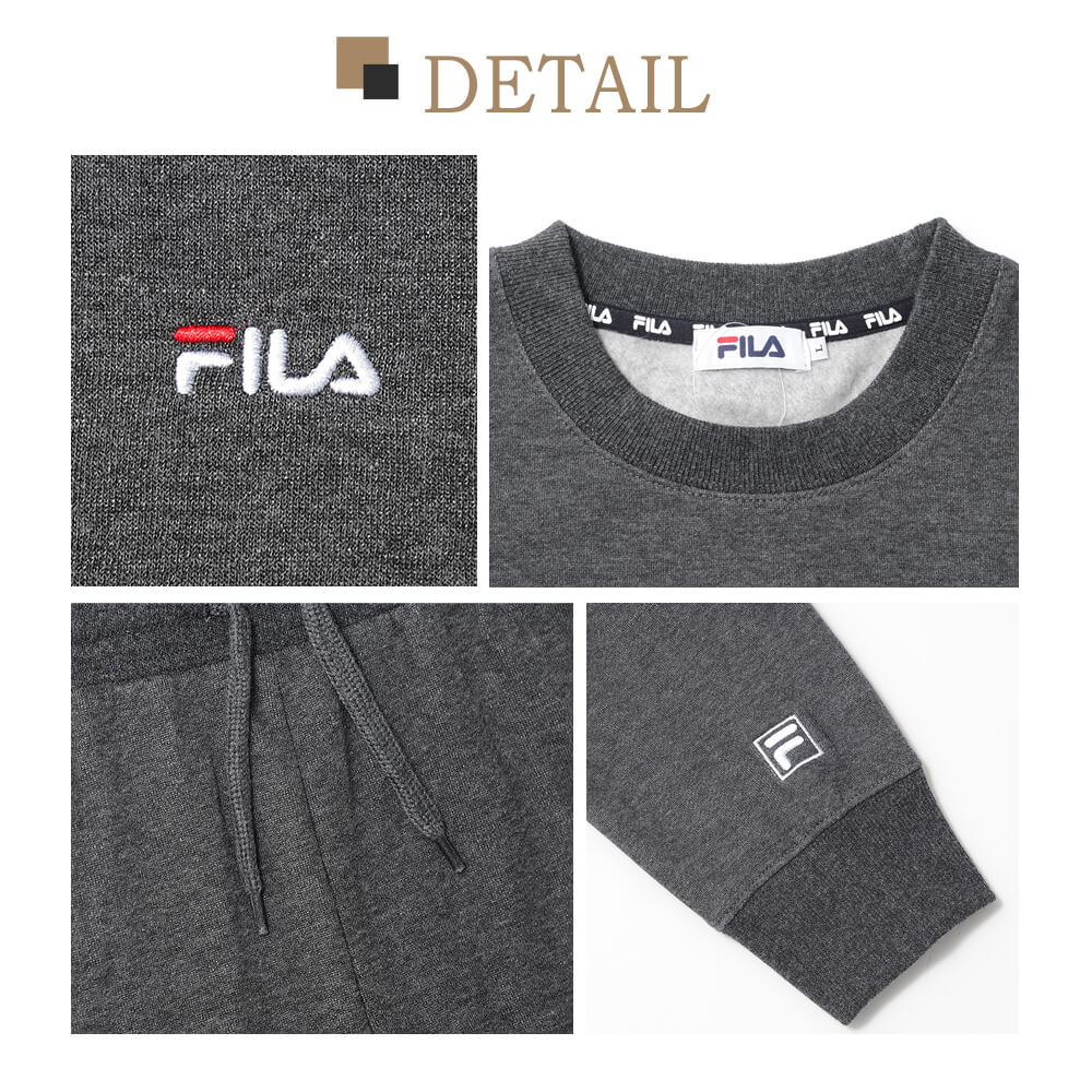 FILA フィラ スウェット 上下 メンズ  セットアップ 裏毛 おしゃれ 人気 ブランド スエット 上下セット パンツ ズボン 長袖 長ズボン 秋 冬 部屋着 ルームウェア シンプル 無地 ロゴ 黒 紺