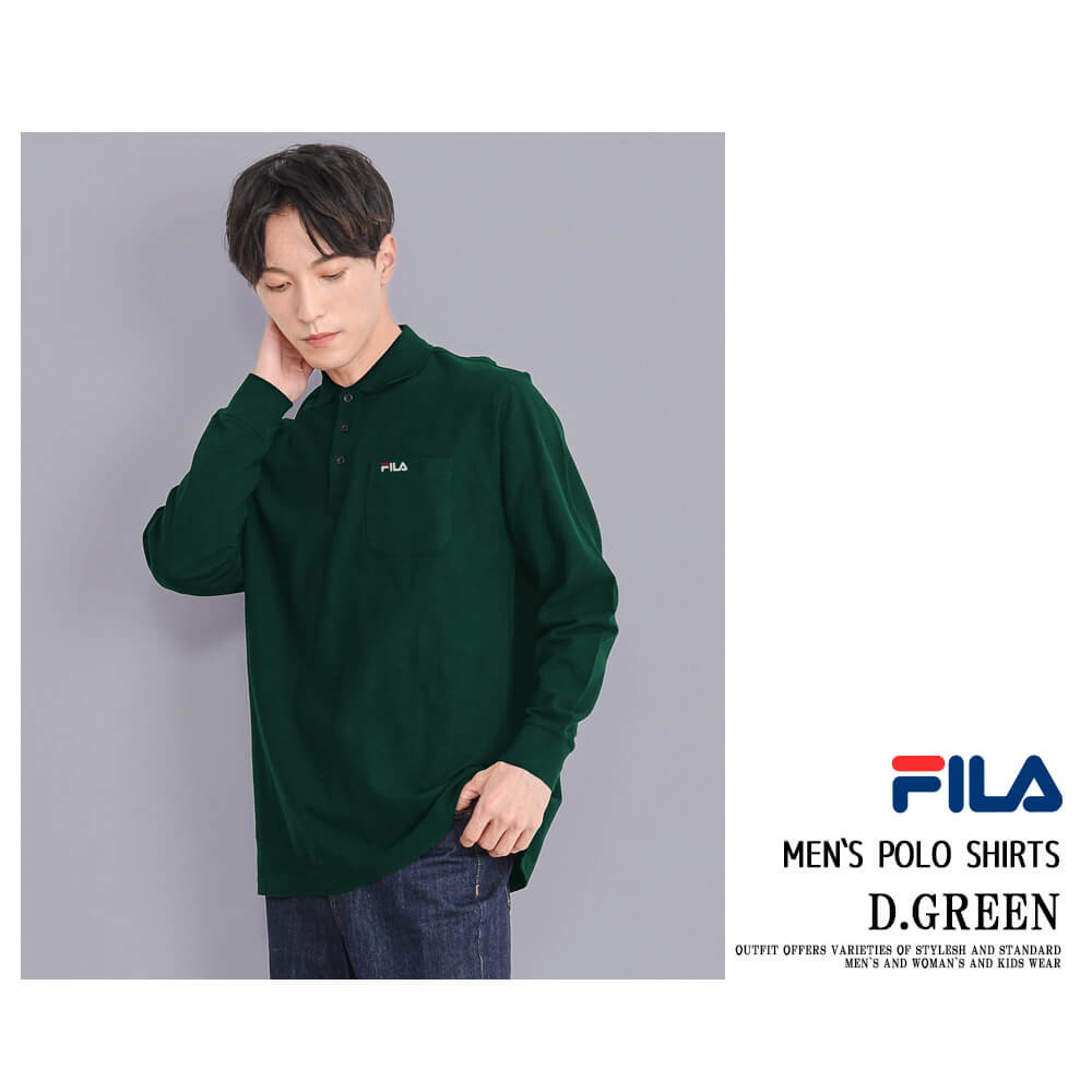 フィラ FILA ポロシャツ メンズ 長袖 綿100% ドライ 鹿の子 スポーツブランド ゴルフ ウェア シンプル 無地 刺繍 ロゴ 人気  karlas｜outfit-style｜05