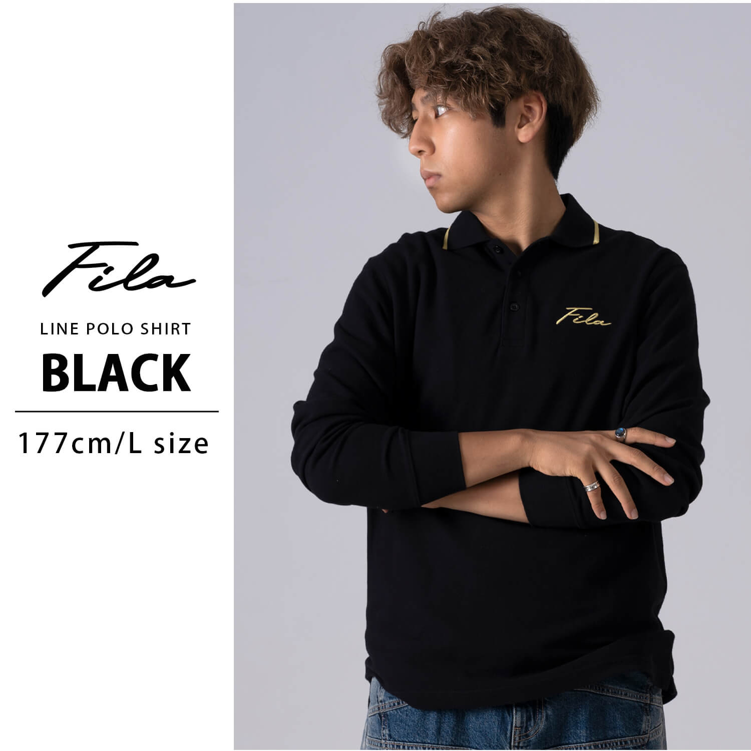 フィラ FILA ポロシャツ メンズ 長袖 鹿の子 綿100% 衿ライン トップス 大きいサイズ展開...