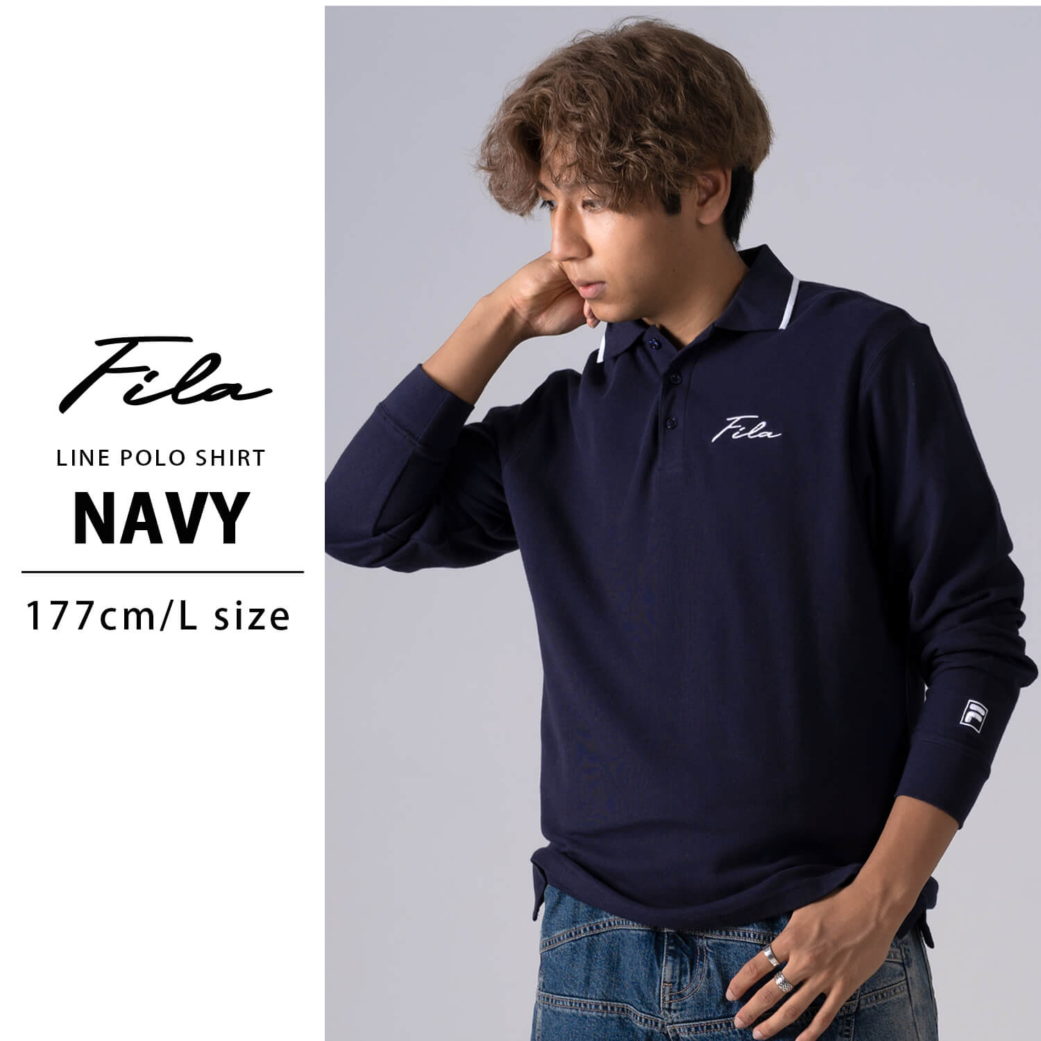 フィラ FILA ポロシャツ メンズ 長袖 鹿の子 綿100% 衿ライン トップス 大きいサイズ展開...