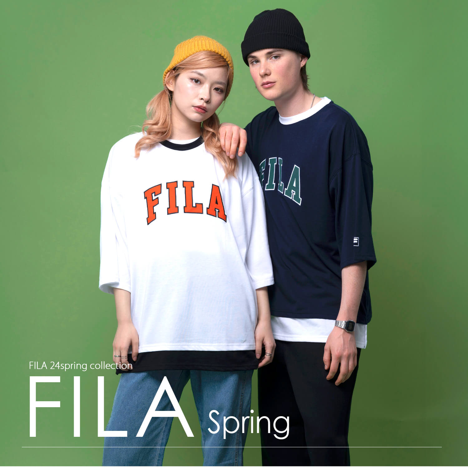 FILA フィラ Tシャツ メンズ 半袖 フェイクレイヤード カレッジ