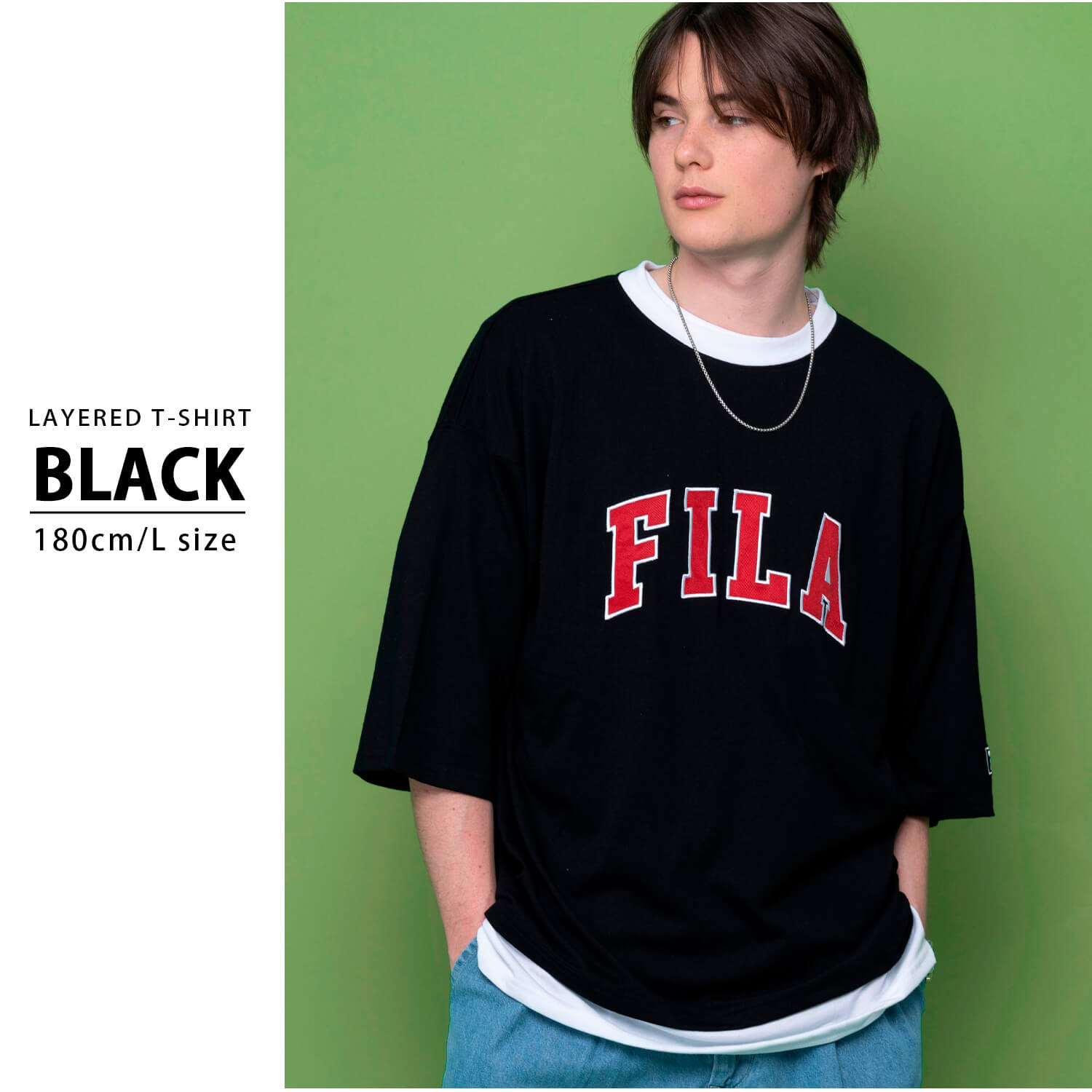 FILA フィラ Tシャツ メンズ 半袖 フェイクレイヤード カレッジ