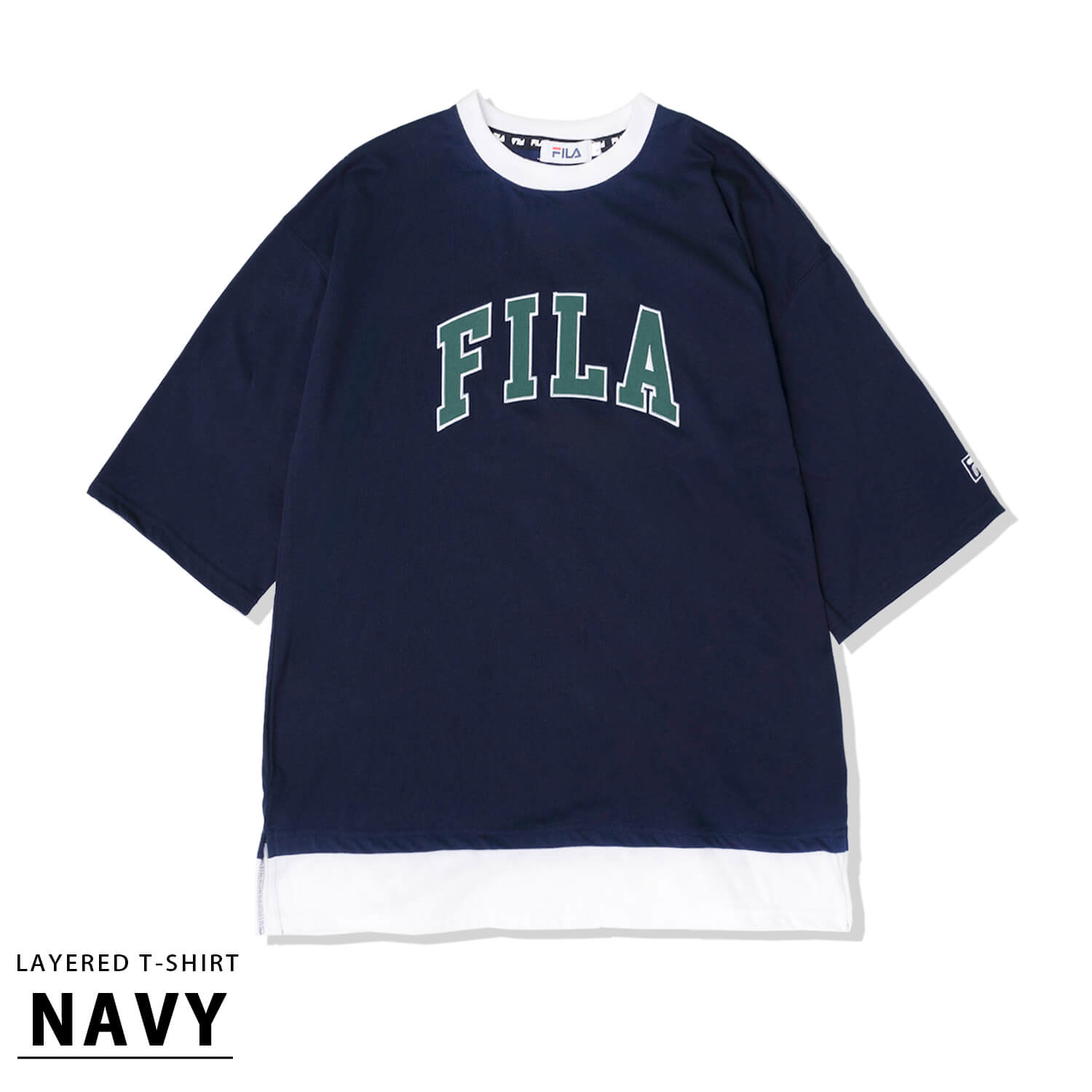 FILA フィラ Tシャツ メンズ 半袖 フェイクレイヤード カレッジ