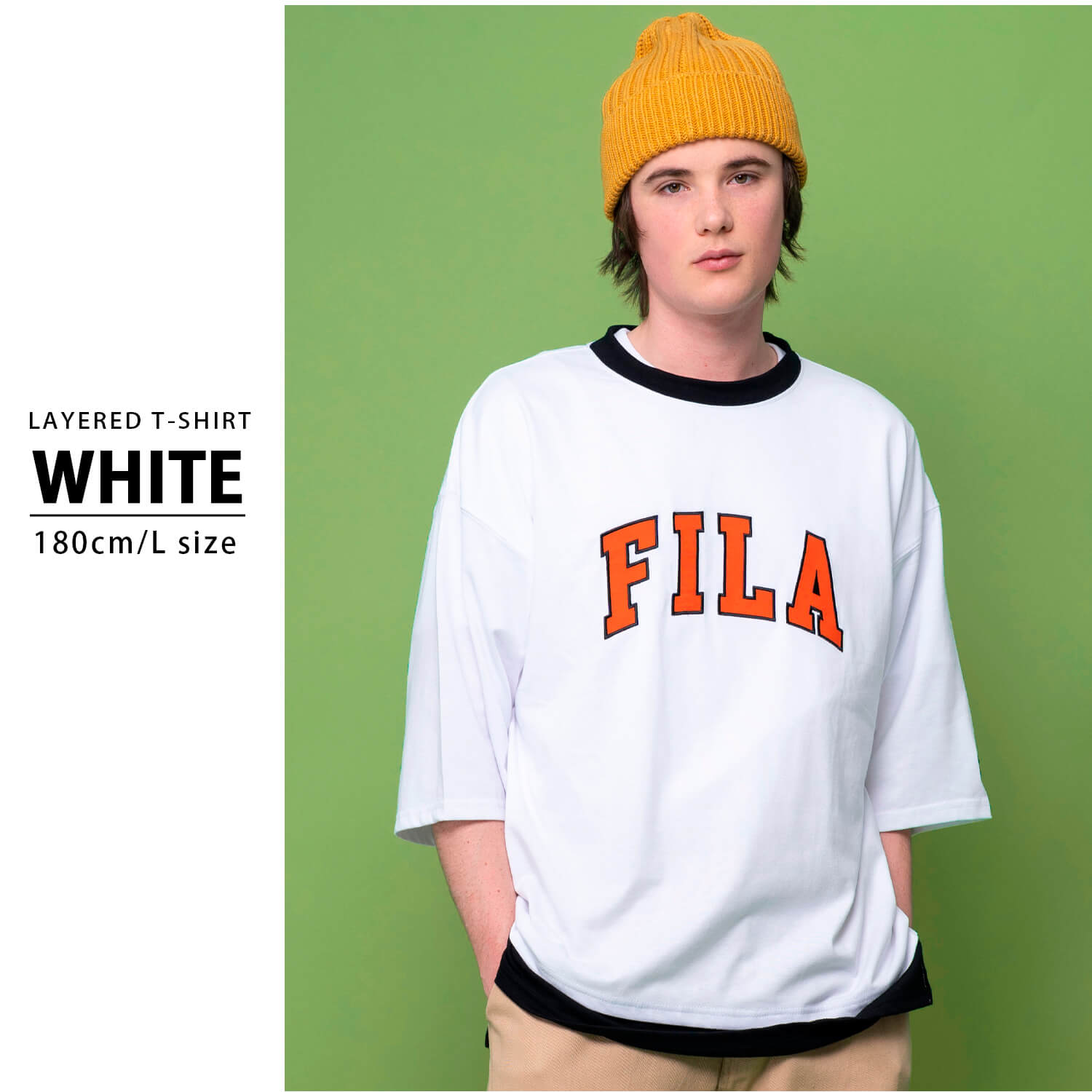 FILA フィラ Tシャツ メンズ 半袖 フェイクレイヤード カレッジ