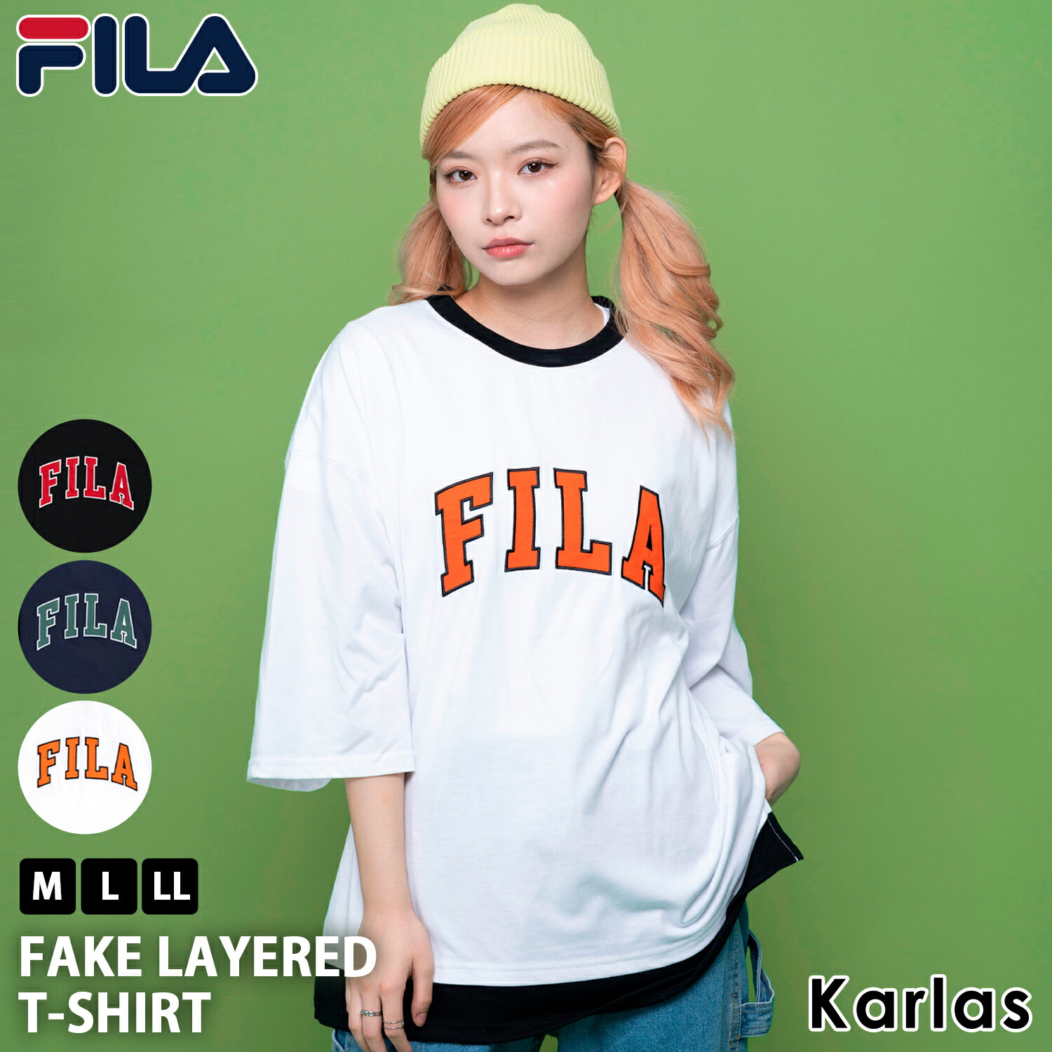 FILA フィラ Tシャツ レディース 半袖 綿100% フェイクレイヤード カレッジロゴ アメカジ...