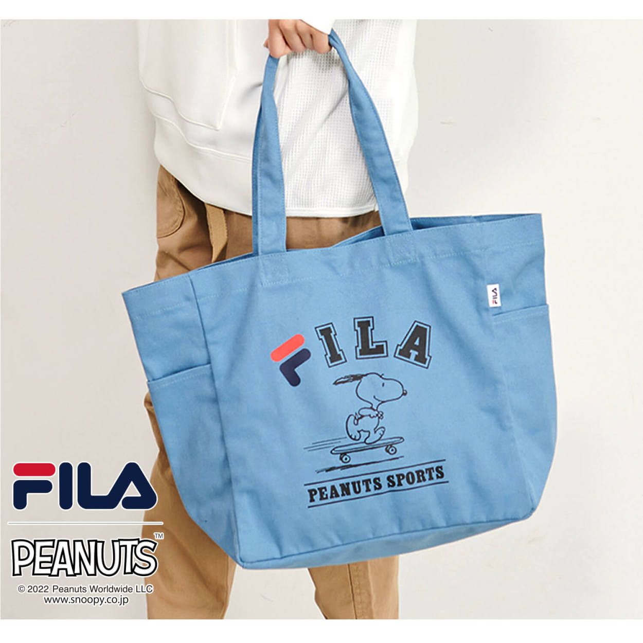 フィラ FILA スヌーピー SNOOPY トートバッグ ショルダーバッグ 大容量 27L レディース 女子 キャンバス 綿 おしゃれ  karlas｜outfit-style｜05