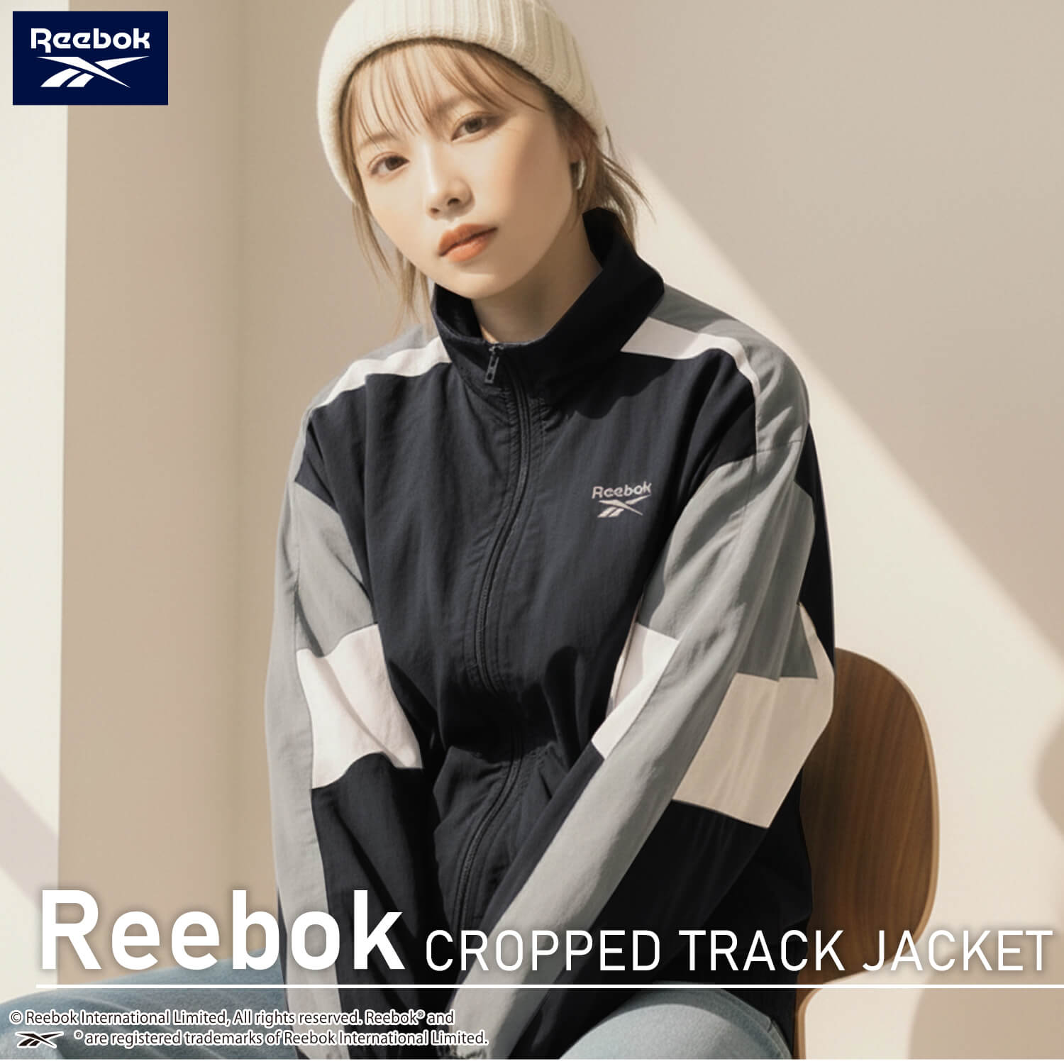 Reebok（リーボック） ナイロンジャケット レディース クロップド