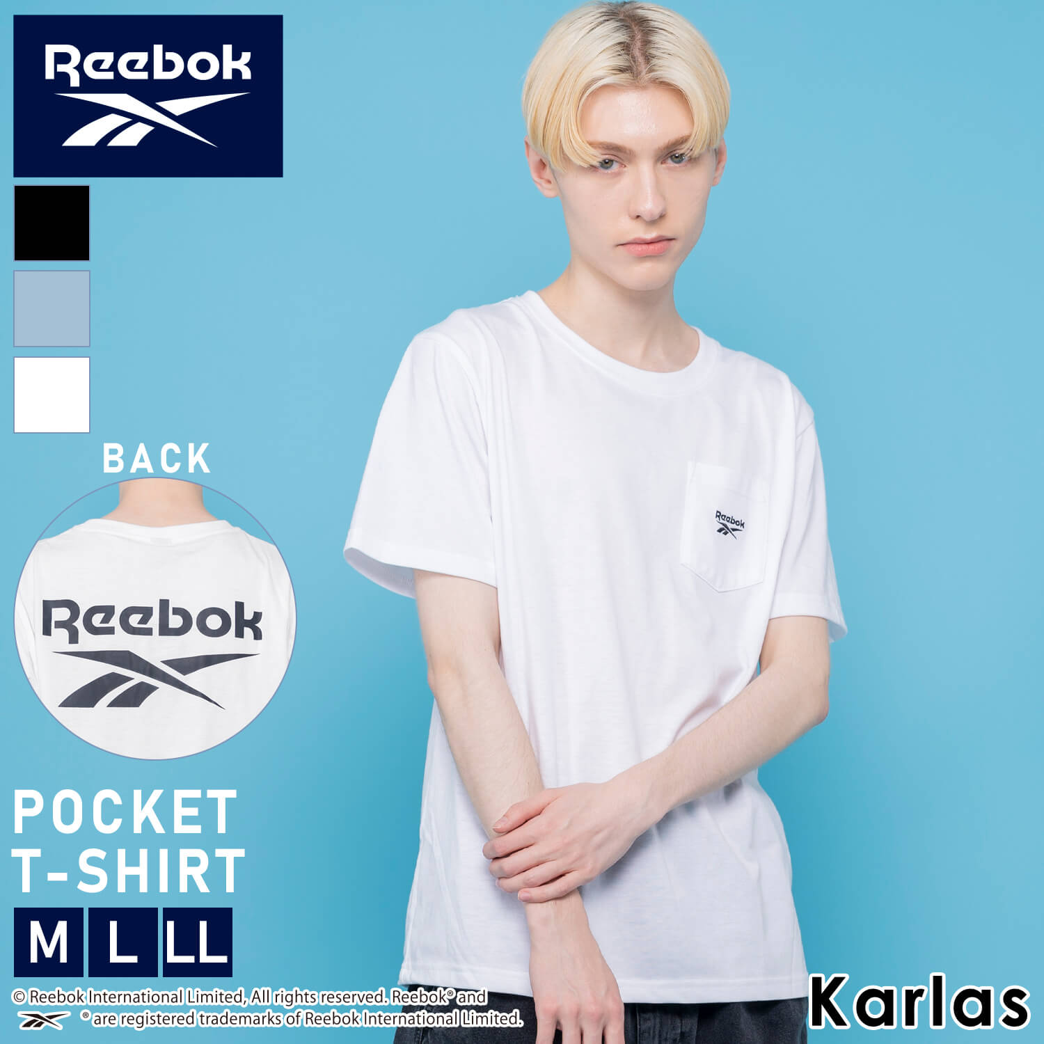 Reebok リーボック Tシャツ メンズ 半袖 白 夏 ポケット 無地 薄手 春 2024ss スポーツ  バックプリント ユニセックス karlas｜outfit-style