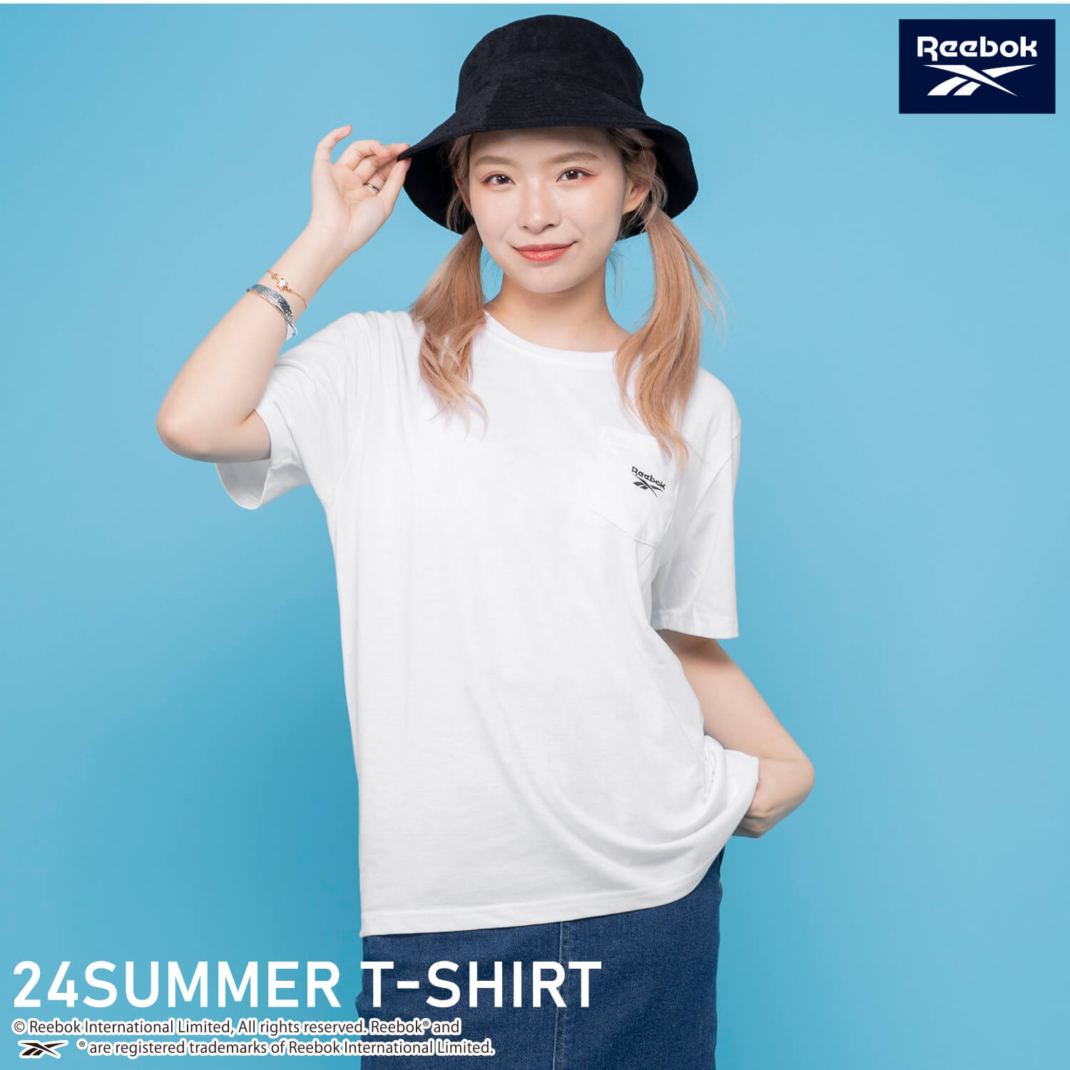 Reebok リーボック Tシャツ レディース 半袖 白 夏 ポケット