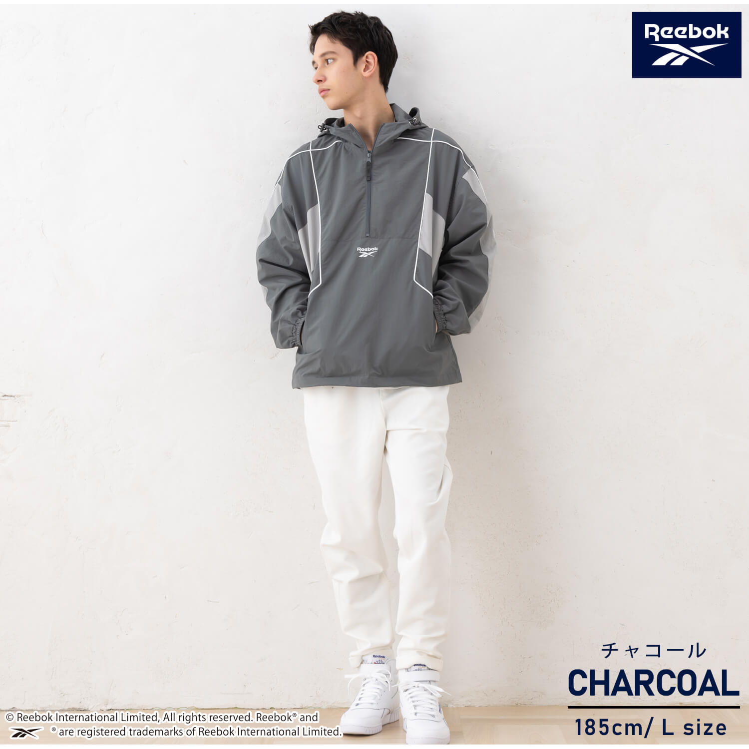 Reebok フード付きアノラックジャケット L/50 Reebok ナイロンジャケット リーボック ブランド ロゴ ワン