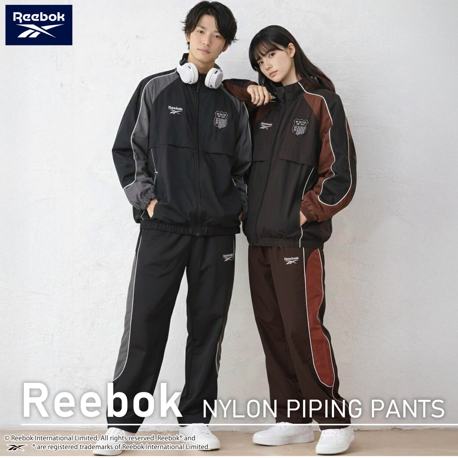 Reebok（リーボック） メンズ レディース ナイロンパンツ パイピング