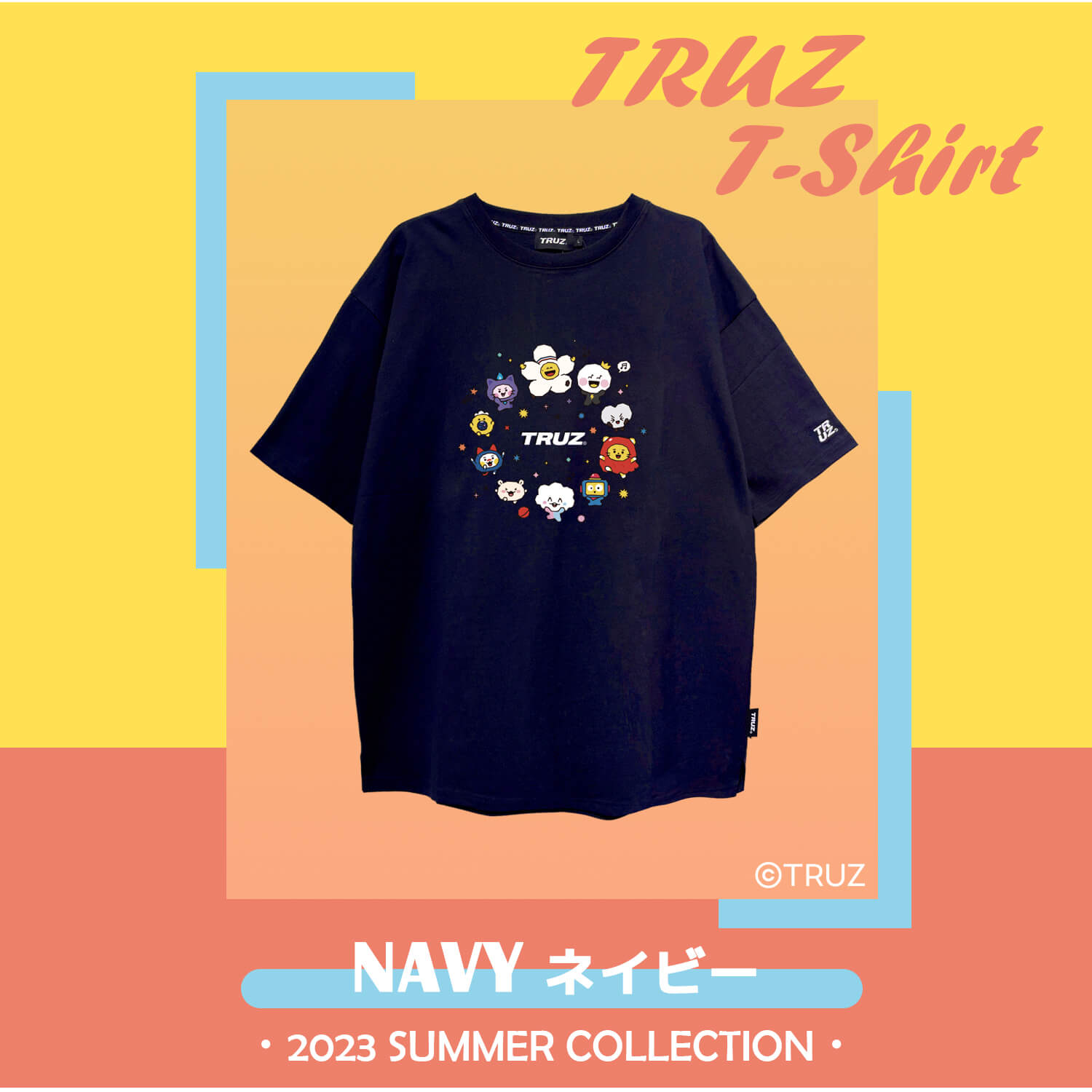 TRUZ Tシャツ 半袖 レディース 綿100% クルーネック 韓国 正規品 ロゴ プリント TREASURE トレジャー トゥルーズ  コラボkarlas