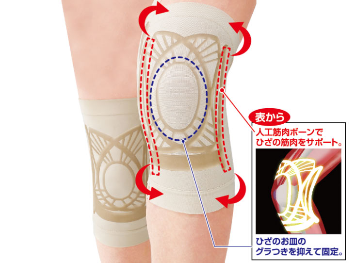 ひざ極らーくプレミアム2枚組 人工筋肉 人工筋肉膝サポーター 人工筋肉