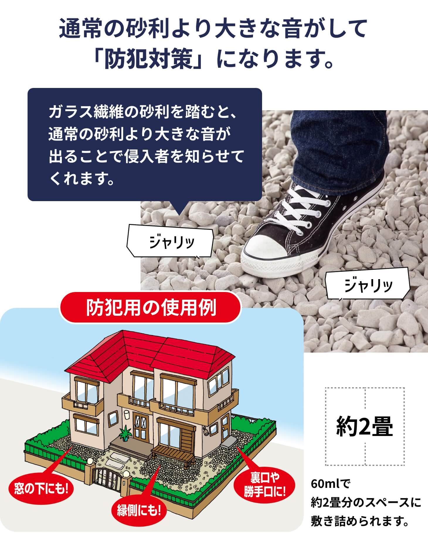 砂利 60L 2畳分 防犯にもなる音ジャリ 防犯対策 ジャリ 大きな音