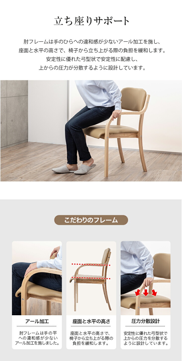 日本製 立ち座りサポートチェア 完成品 同色2脚セット 高反発