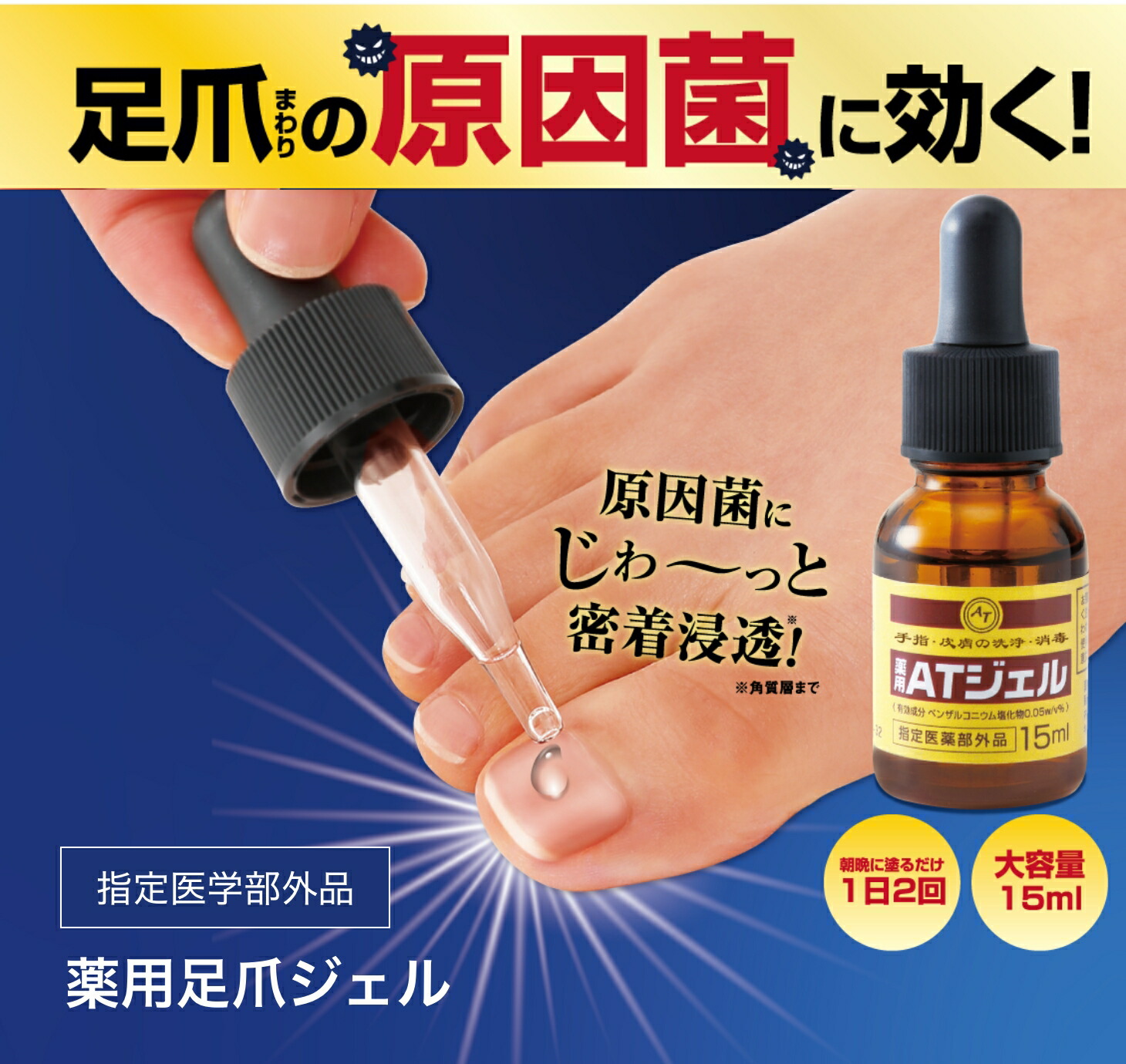 薬用足爪ジェル 2本組 爪水虫対策 殺菌 消毒 爪まわり ケア 医薬部外品