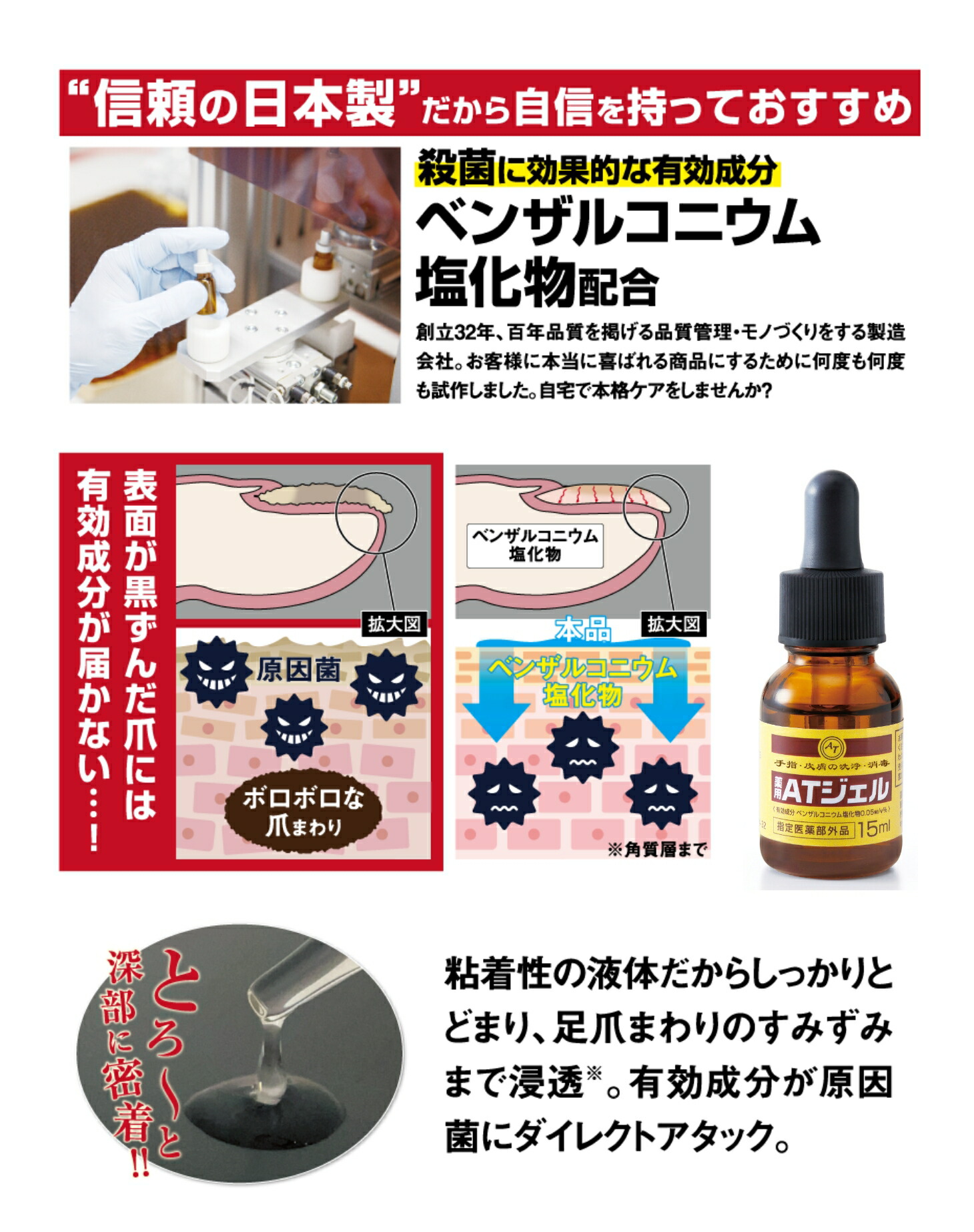 薬用足爪ジェル 2本組 爪水虫対策 殺菌 消毒 爪まわり ケア 医薬部外品